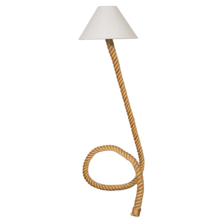 Audoux-Minet attributed Large 1960s French Sculptural Rope Floor Lamp