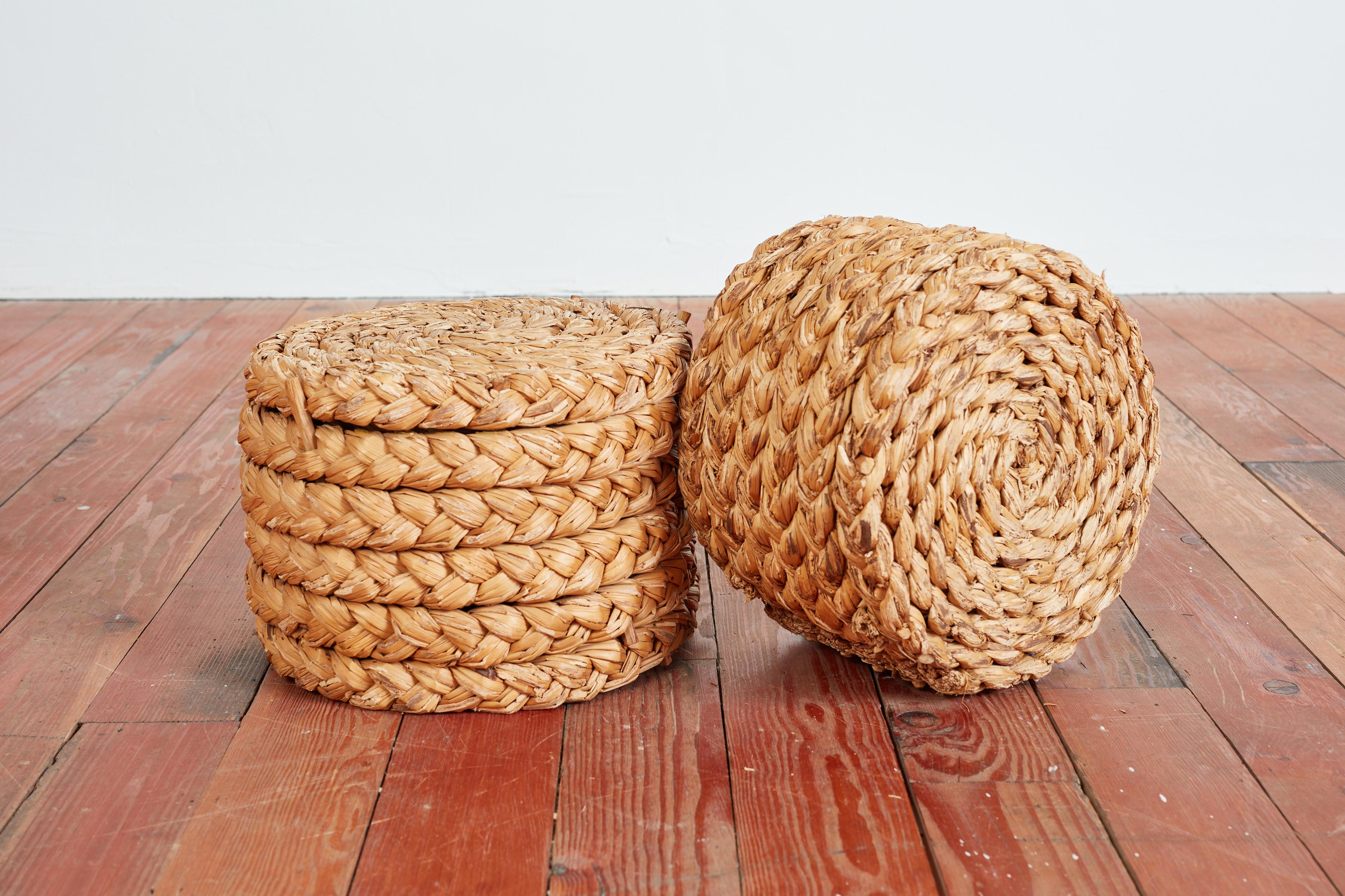 Pair of petite rope ottomans /poufs attributed to Audoux-Minet
France, 1950s

Smaller Pouf 13 1/2