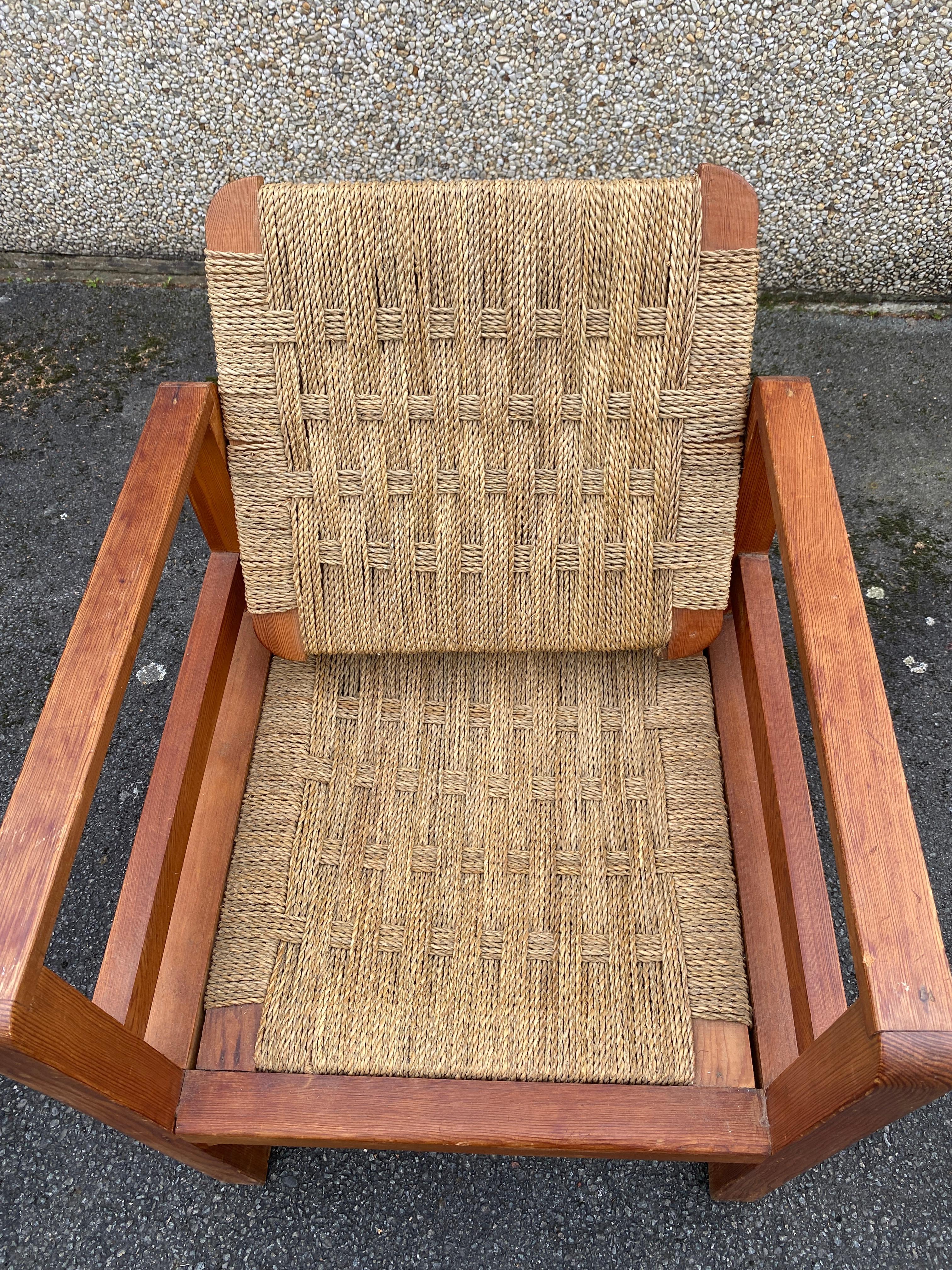 Audoux-Minet (attributed to ),   3 armchairs  circa 1950 For Sale 4