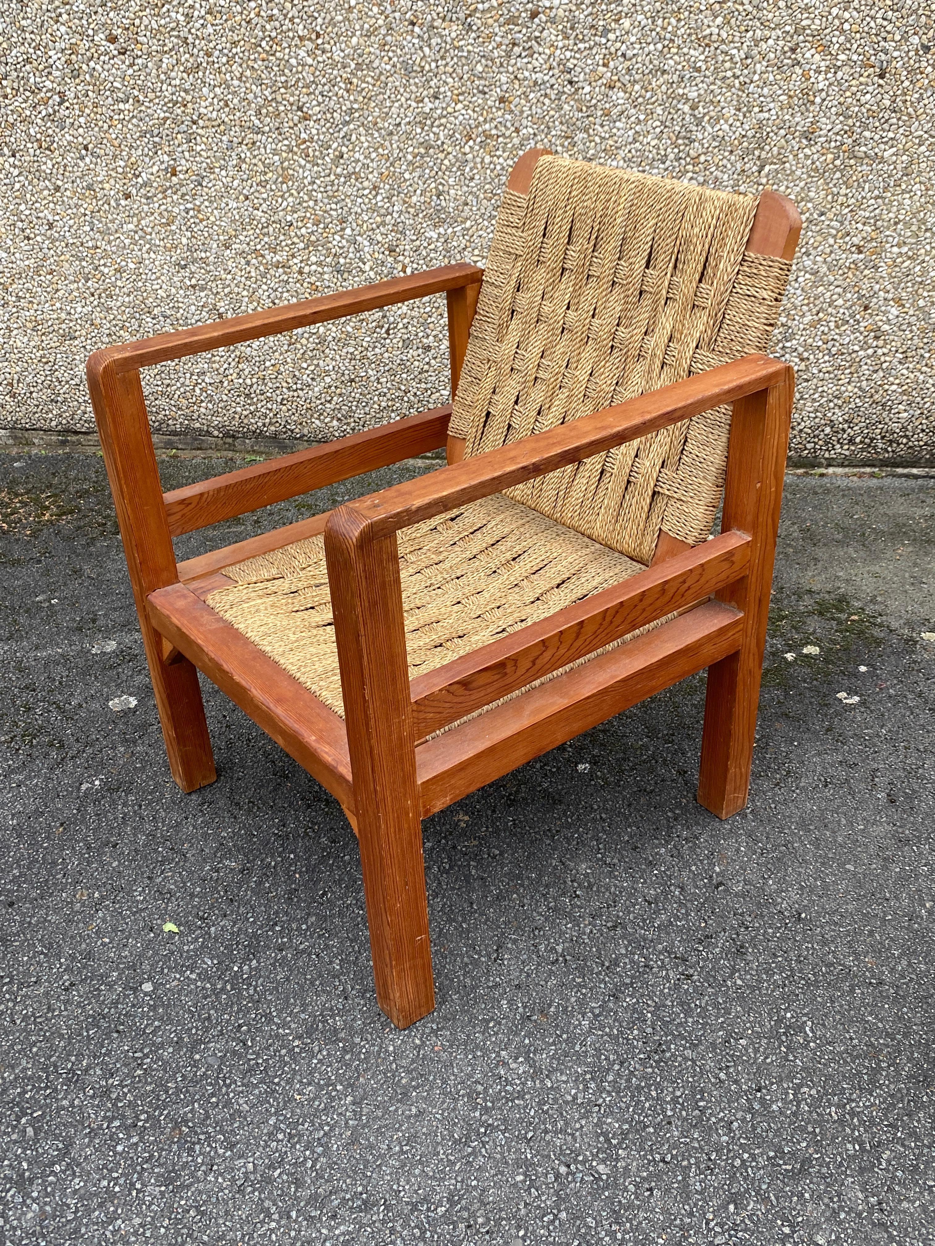 Audoux-Minet (attributed to ),   3 armchairs  circa 1950 For Sale 6