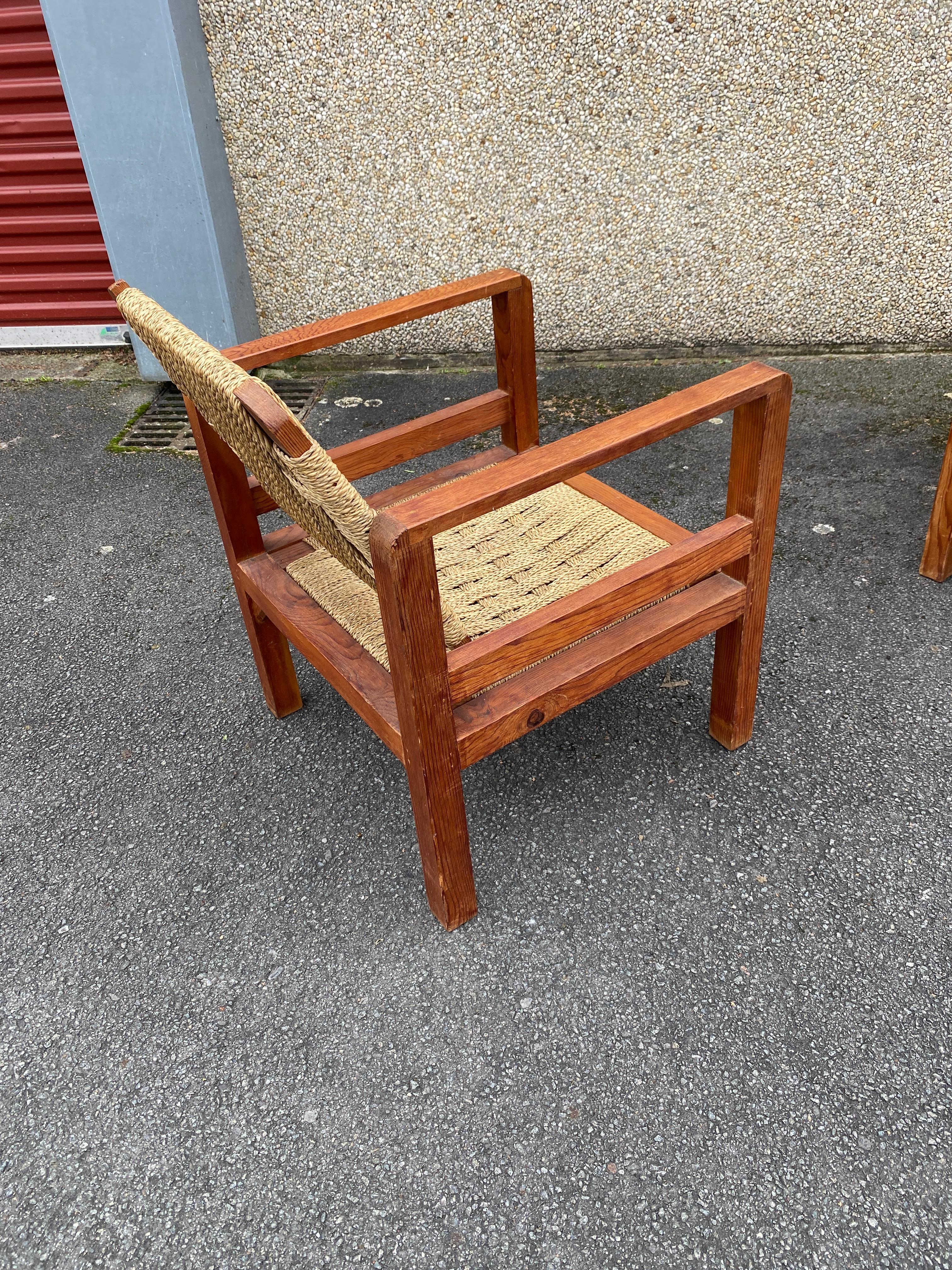 Audoux-Minet (attributed to ),   3 armchairs  circa 1950 For Sale 8