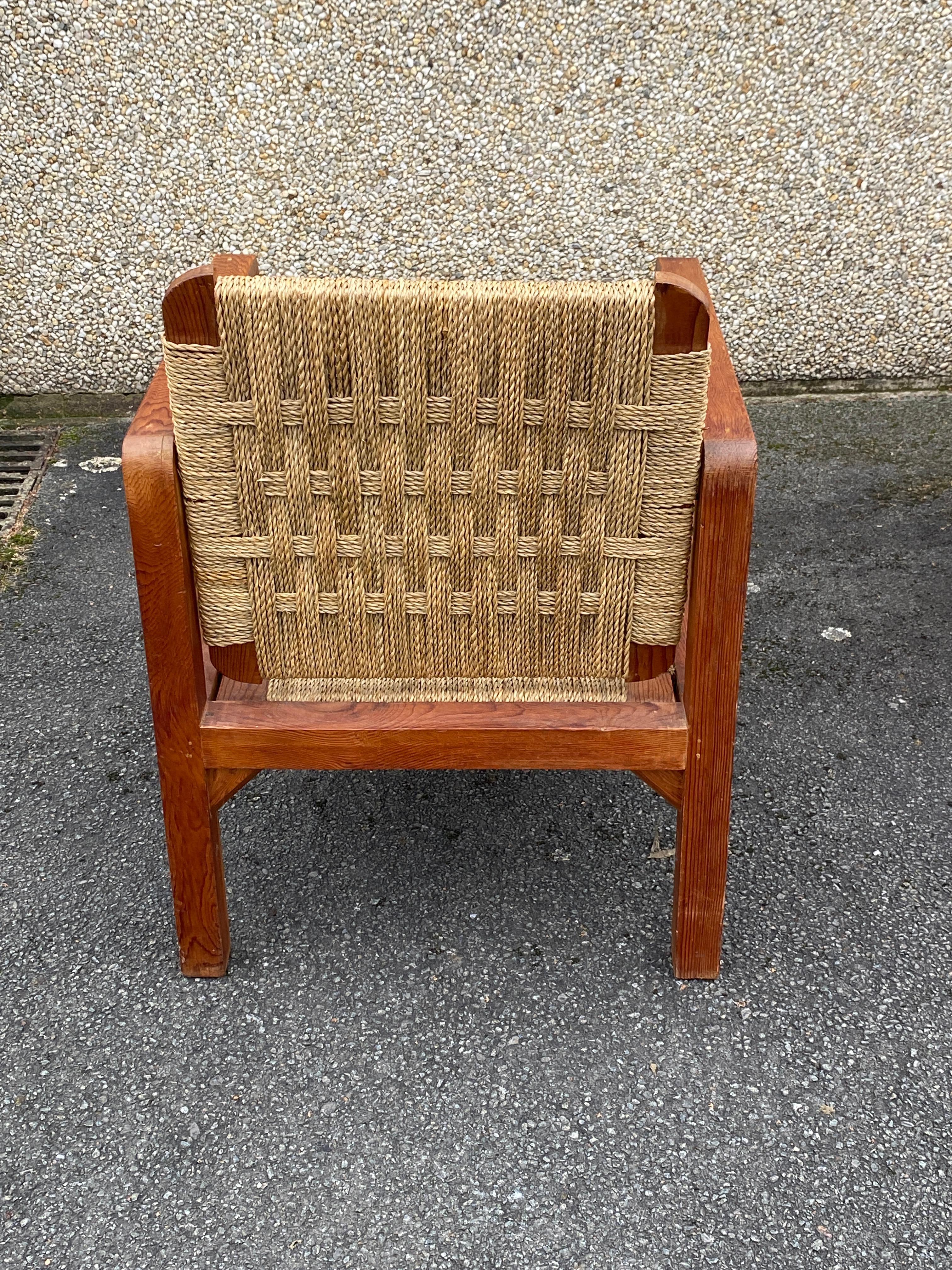 Audoux-Minet (attributed to ),   3 armchairs  circa 1950 For Sale 9