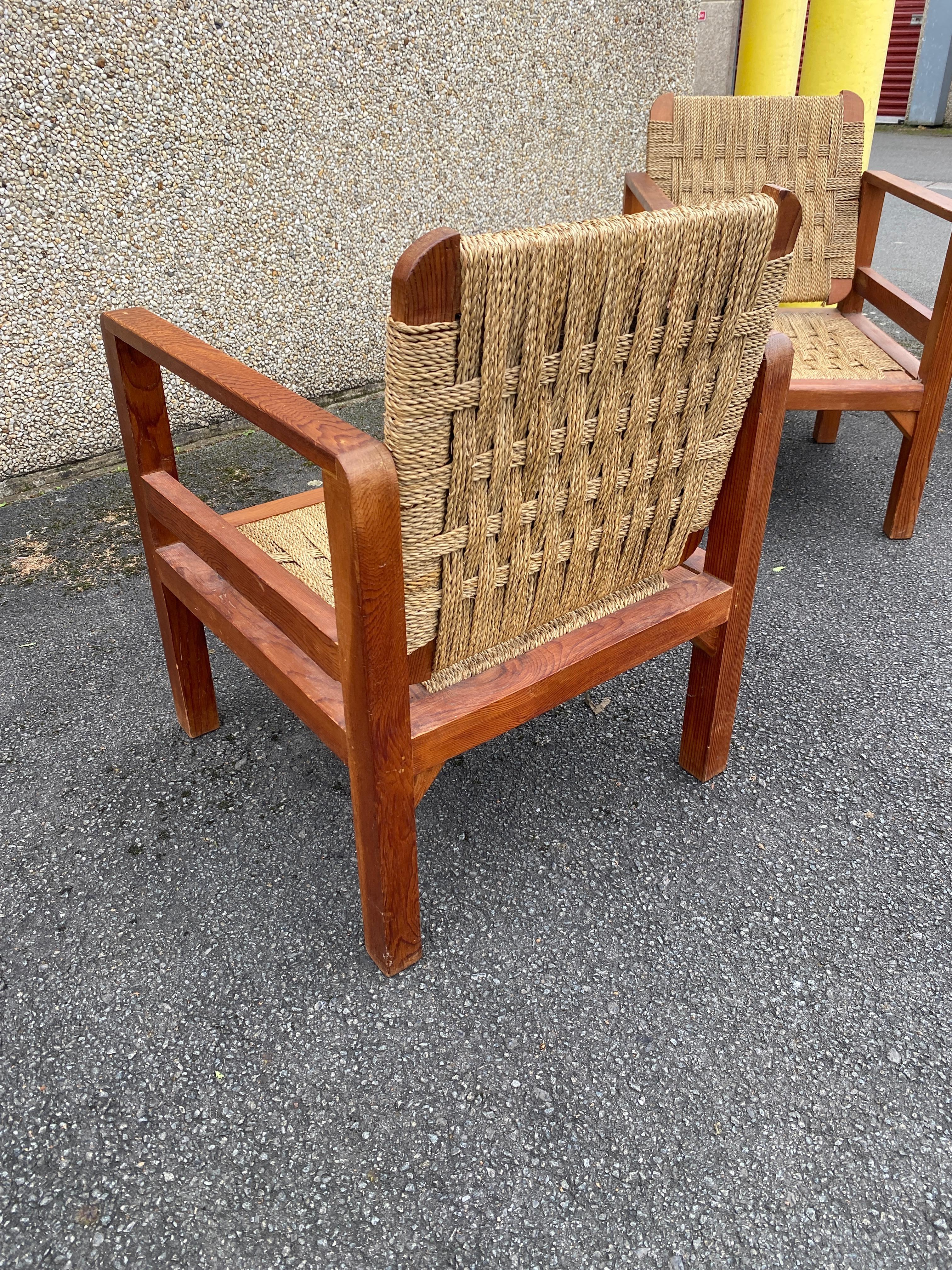 Audoux-Minet (attributed to ),   3 armchairs  circa 1950 For Sale 10