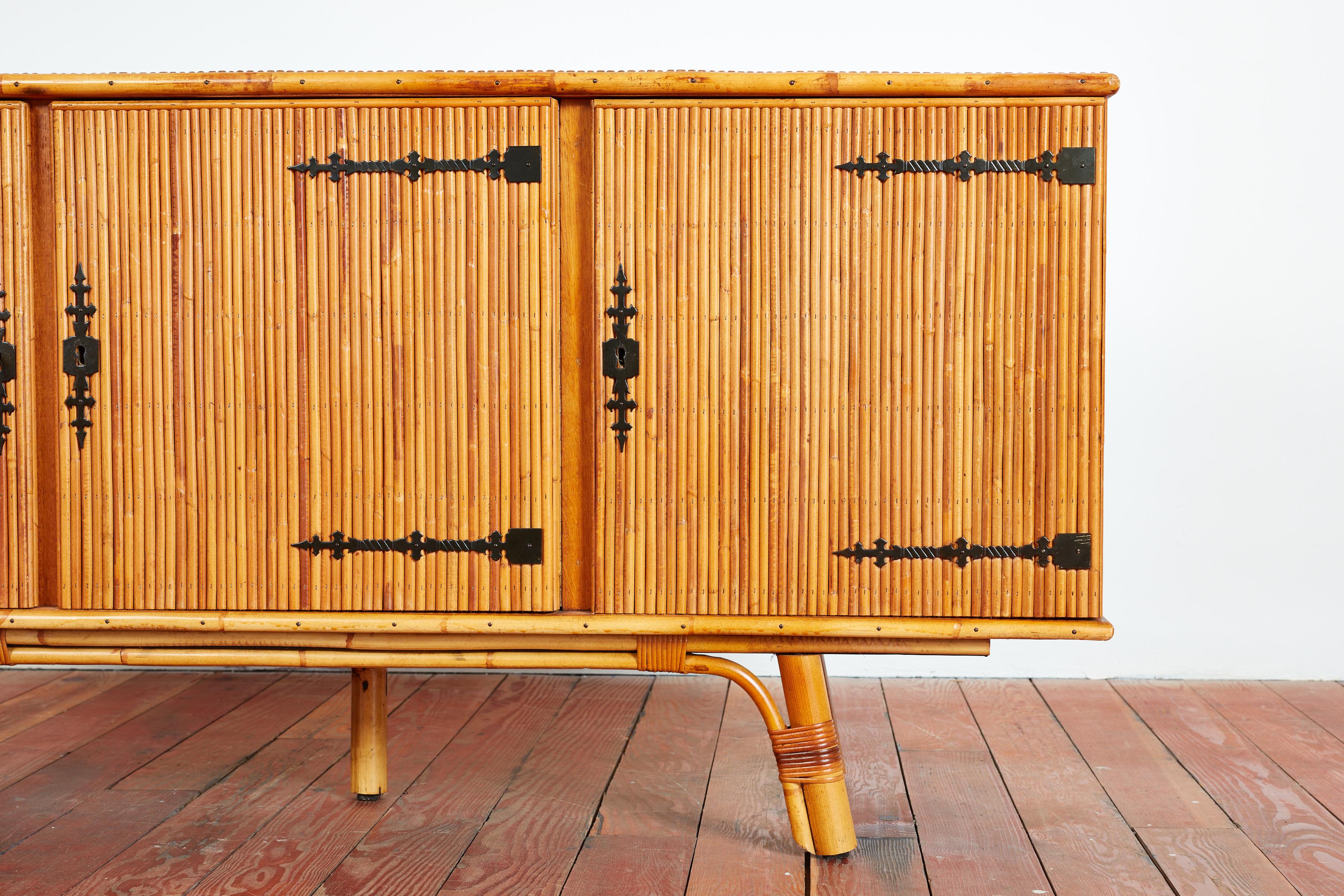 Audoux Minet Bamboo Sideboard For Sale 7