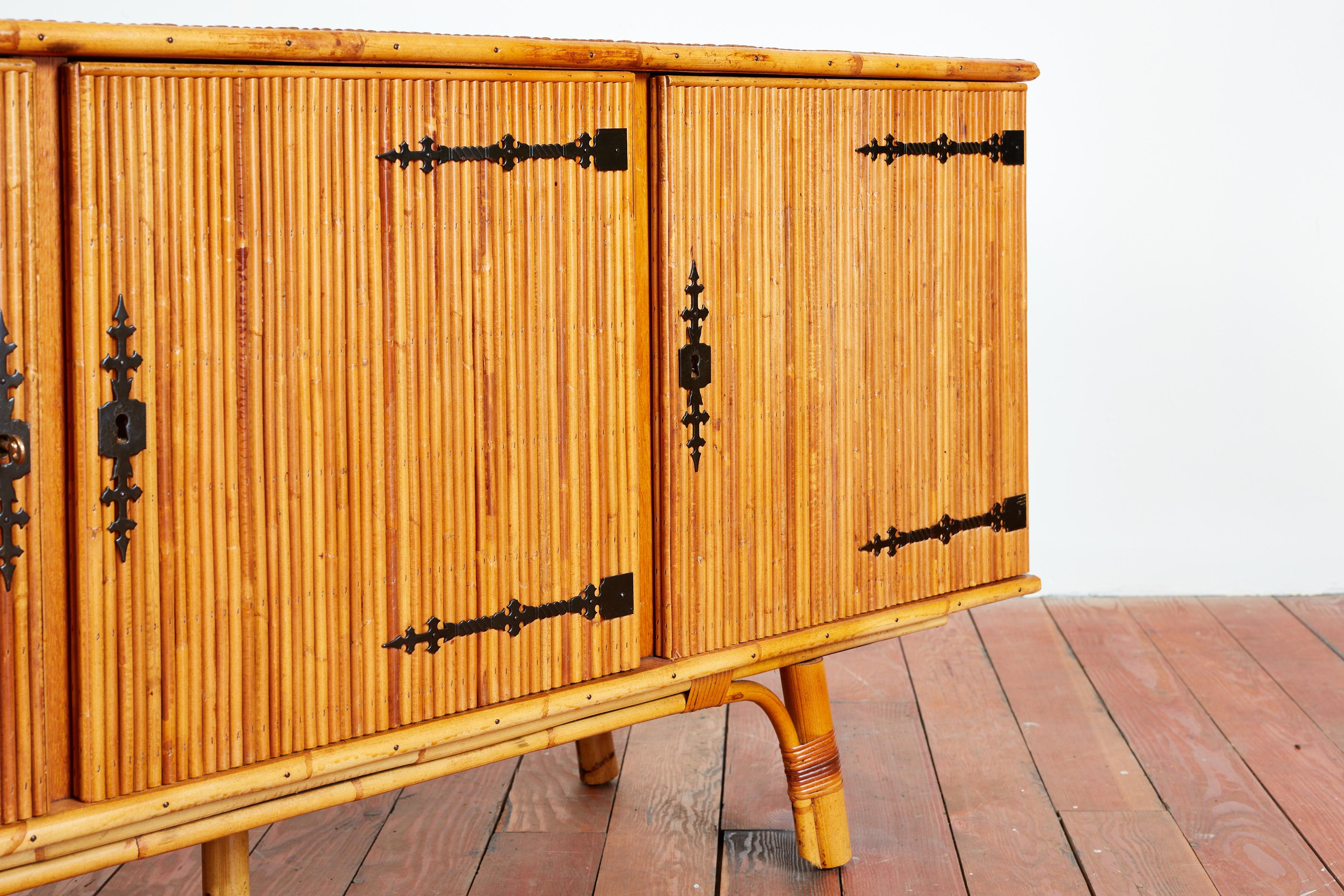 Audoux Minet Bamboo Sideboard For Sale 8