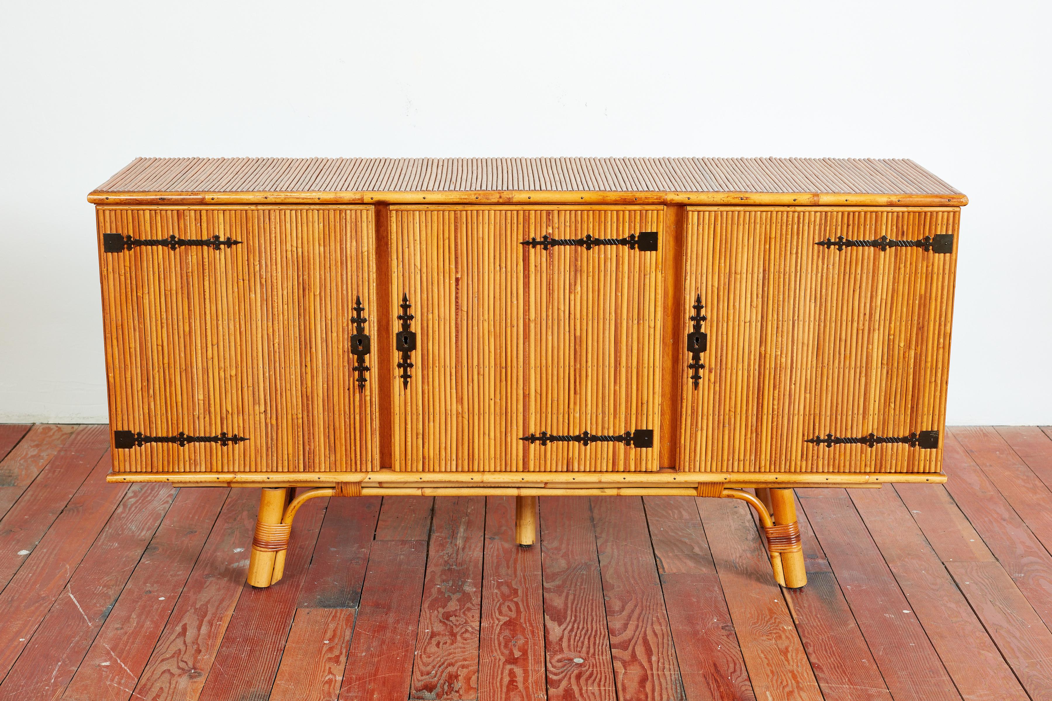 French Audoux Minet Bamboo Sideboard For Sale