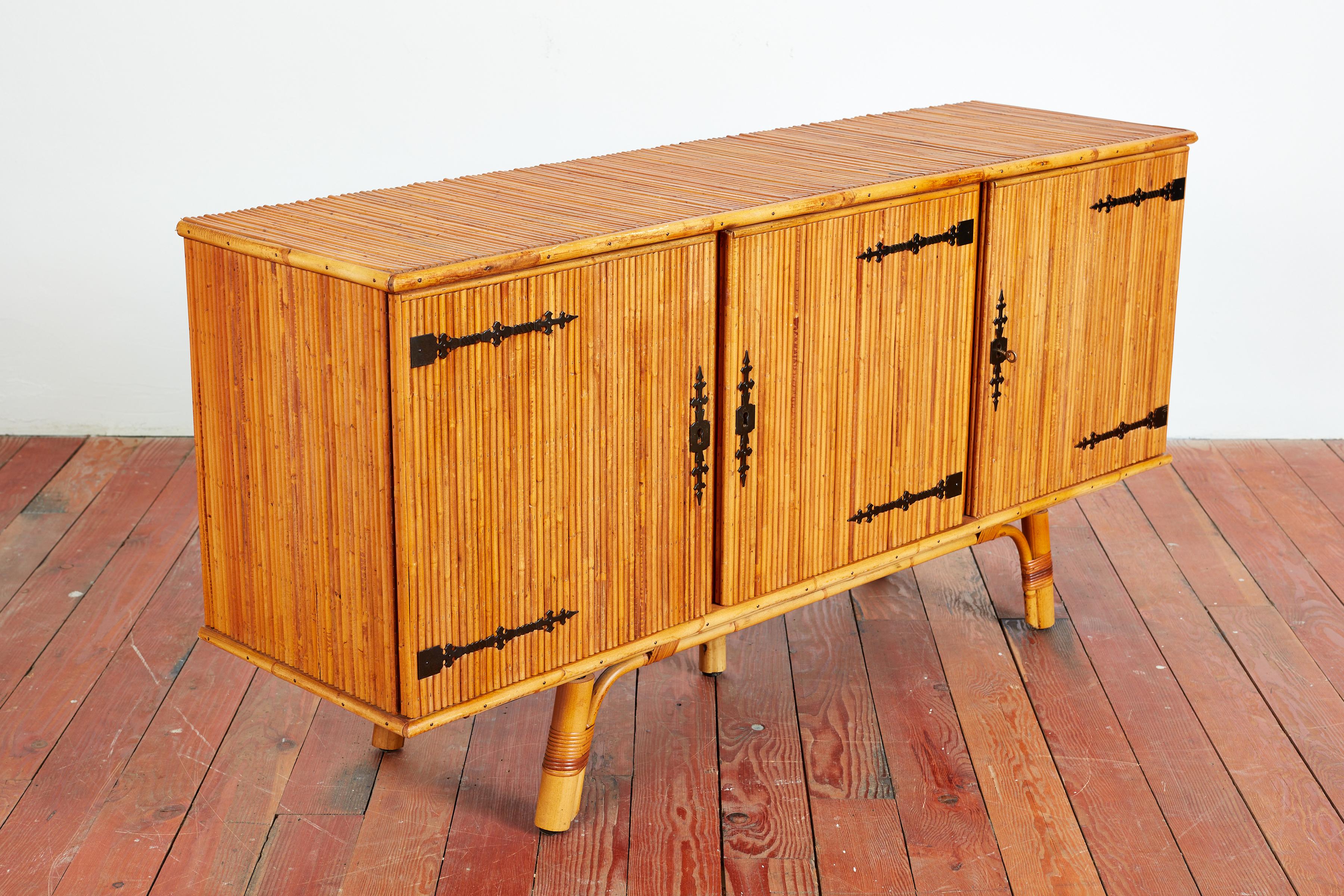 Audoux Minet Bamboo Sideboard In Good Condition For Sale In Beverly Hills, CA