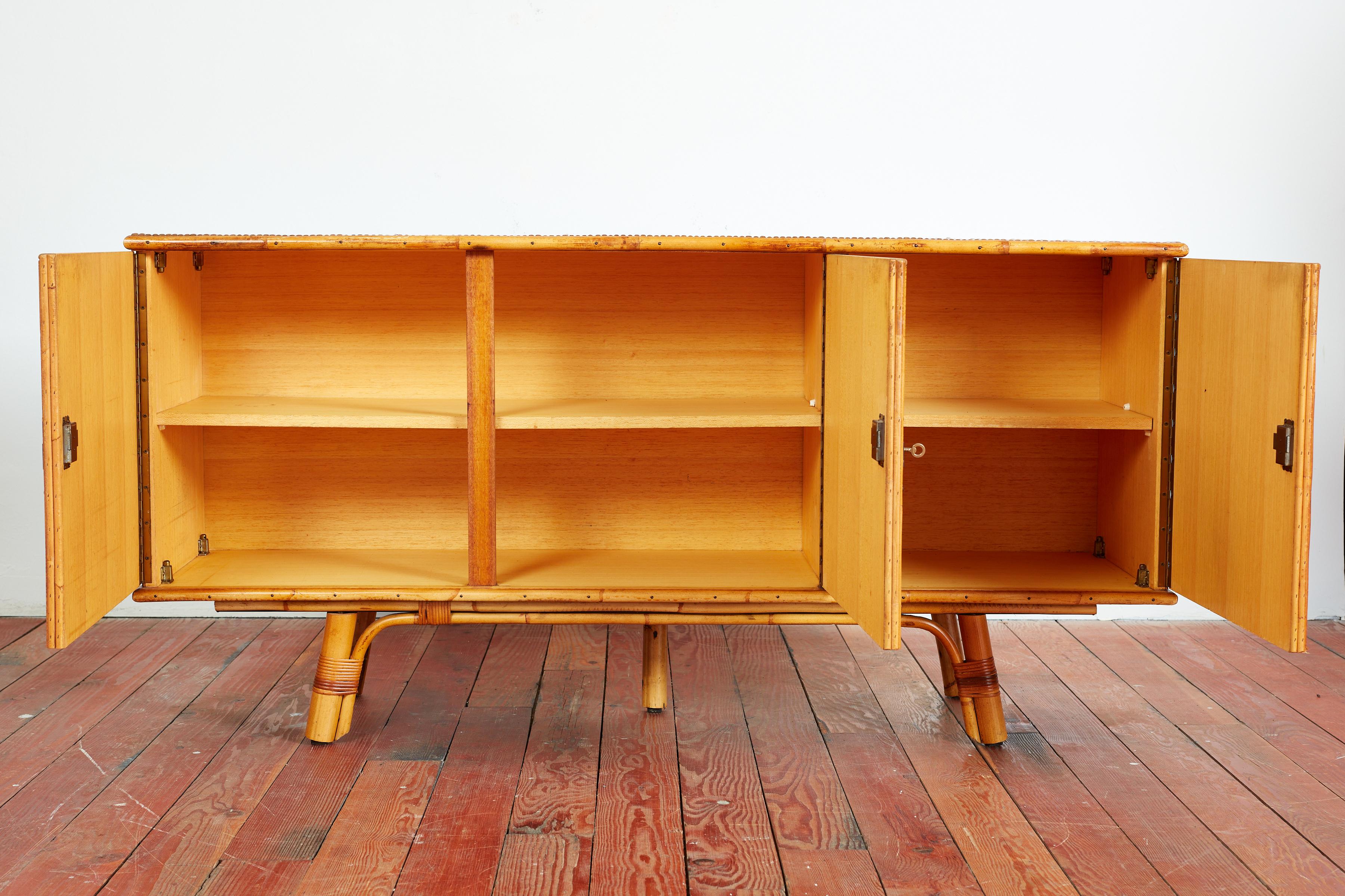 Mid-20th Century Audoux Minet Bamboo Sideboard For Sale