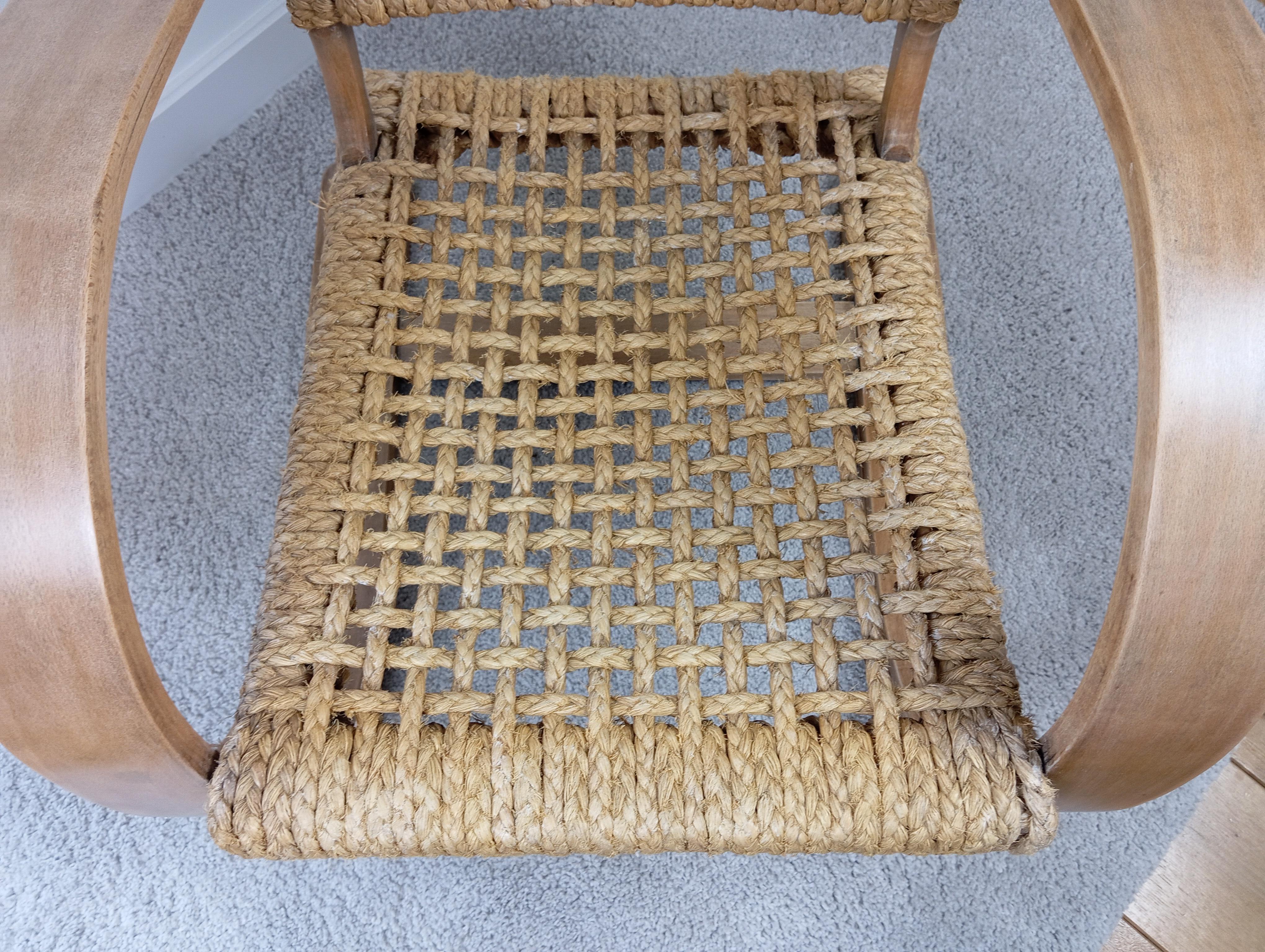 Audoux Minet beech and rope armchair Vibo Vesoul edition 1950 4