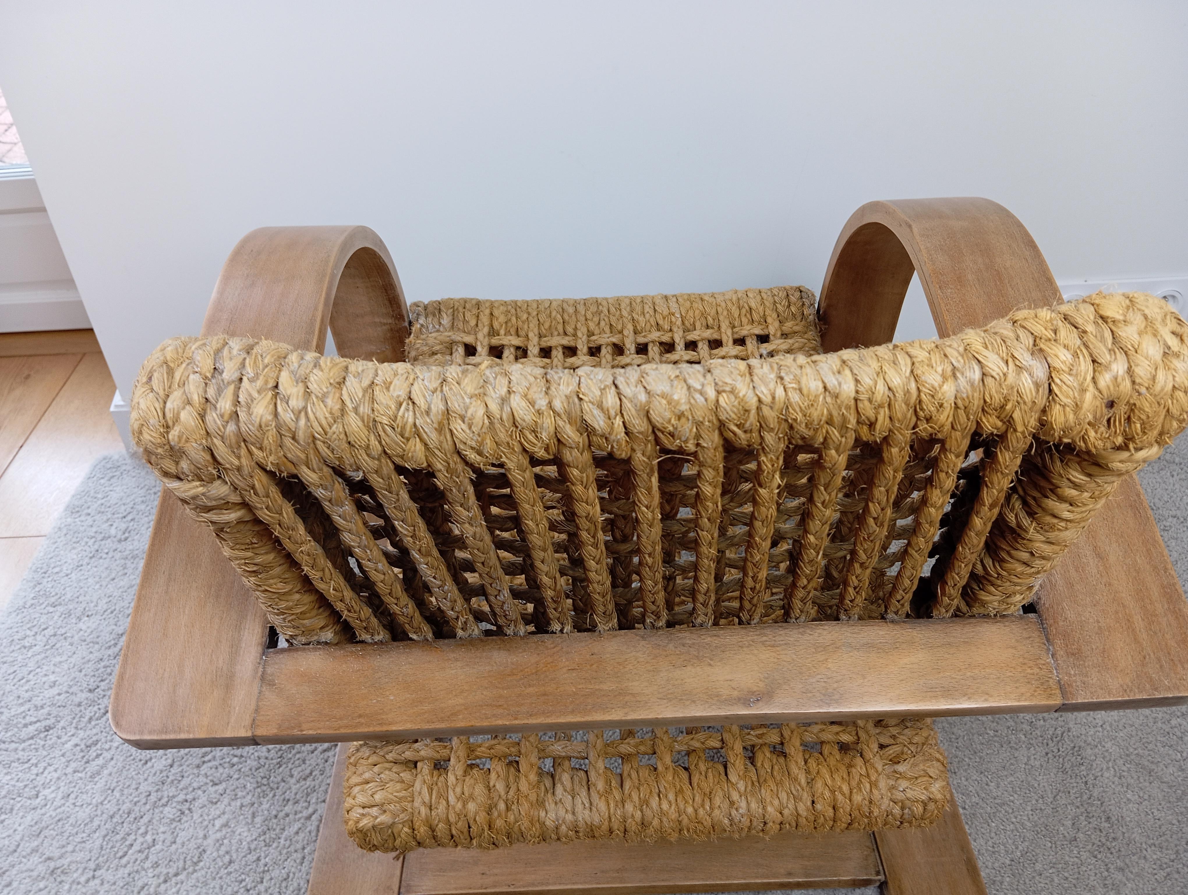 Audoux Minet beech and rope armchair Vibo Vesoul edition 1950 8