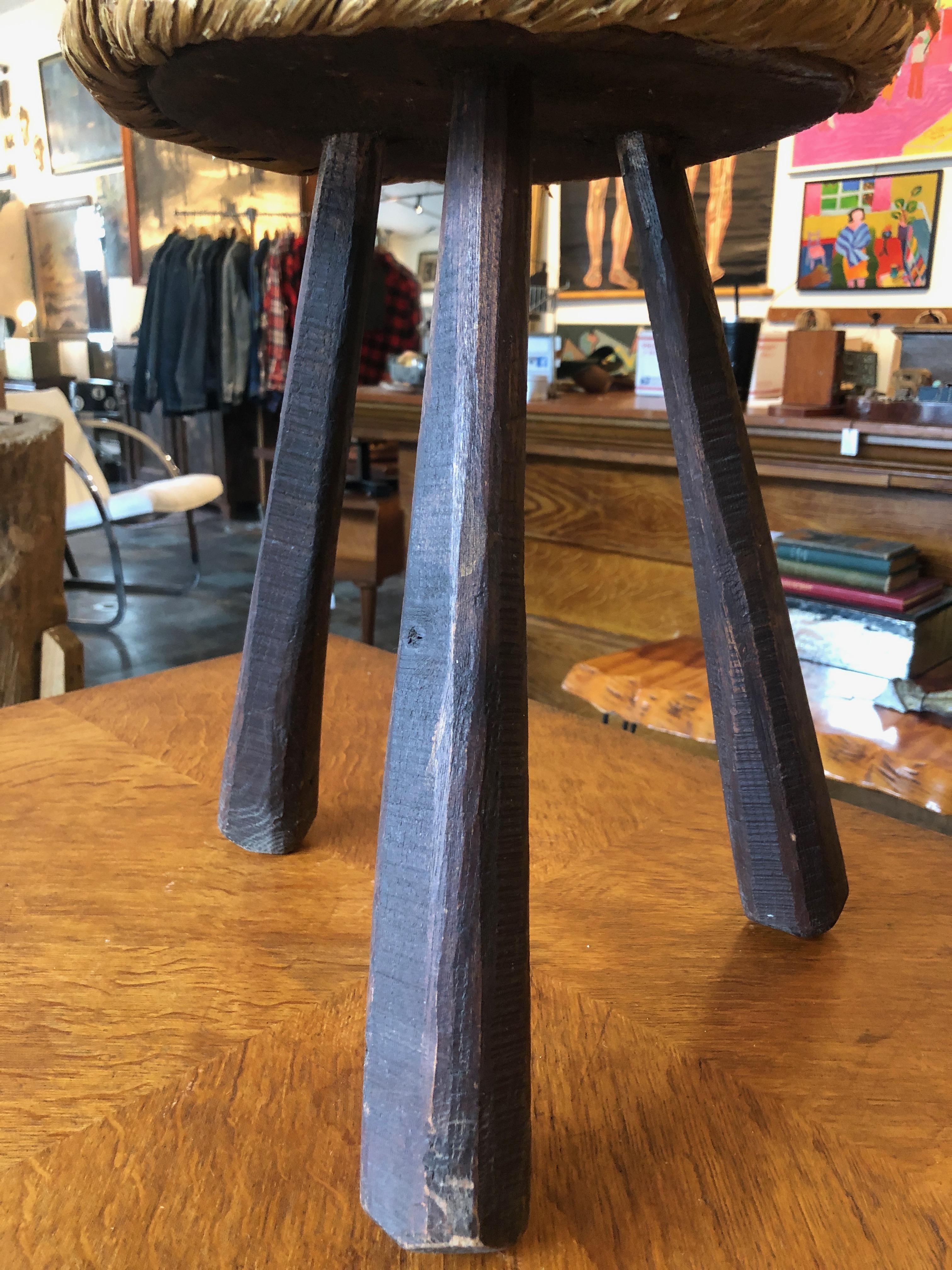 Audoux Minet Braided Rush Stool In Good Condition In Seattle, WA