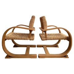 Audoux Minet Cantilevered Bentwood Lounge Chairs
