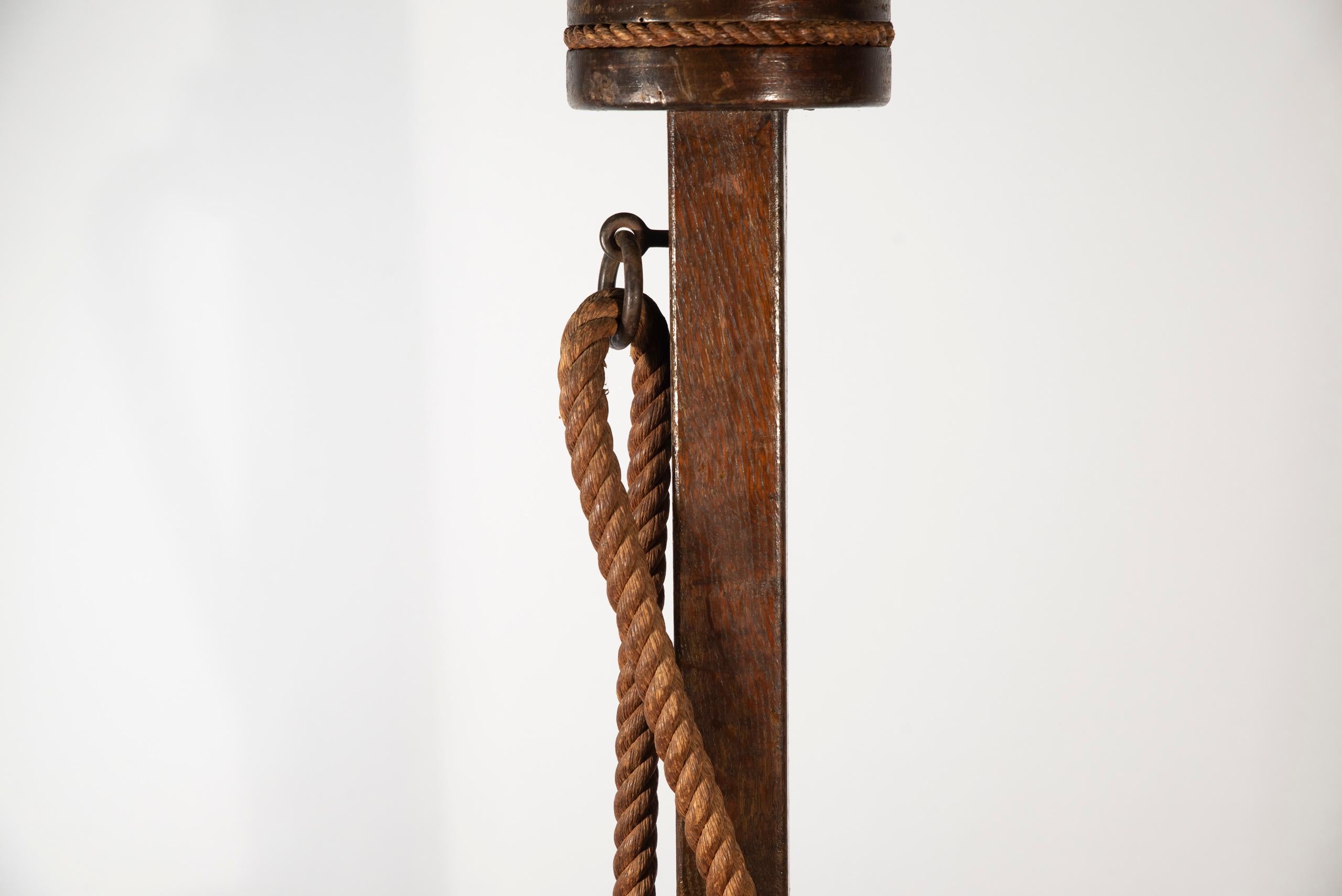 Audoux-Minet, Floor Lamp, Wood and Rope, circa 1950, France 2