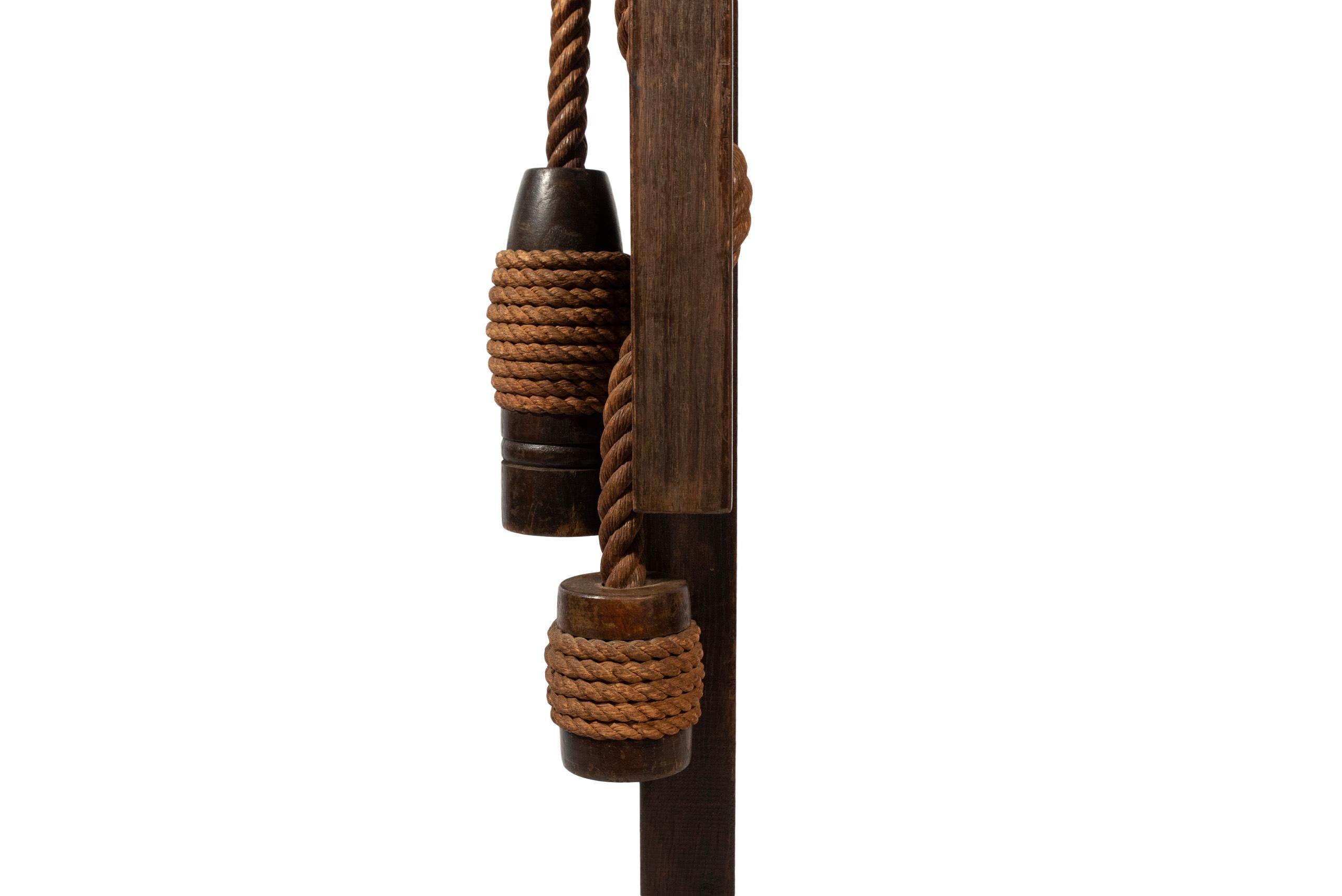 Audoux-Minet, Floor Lamp, Wood and Rope, circa 1950, France 3