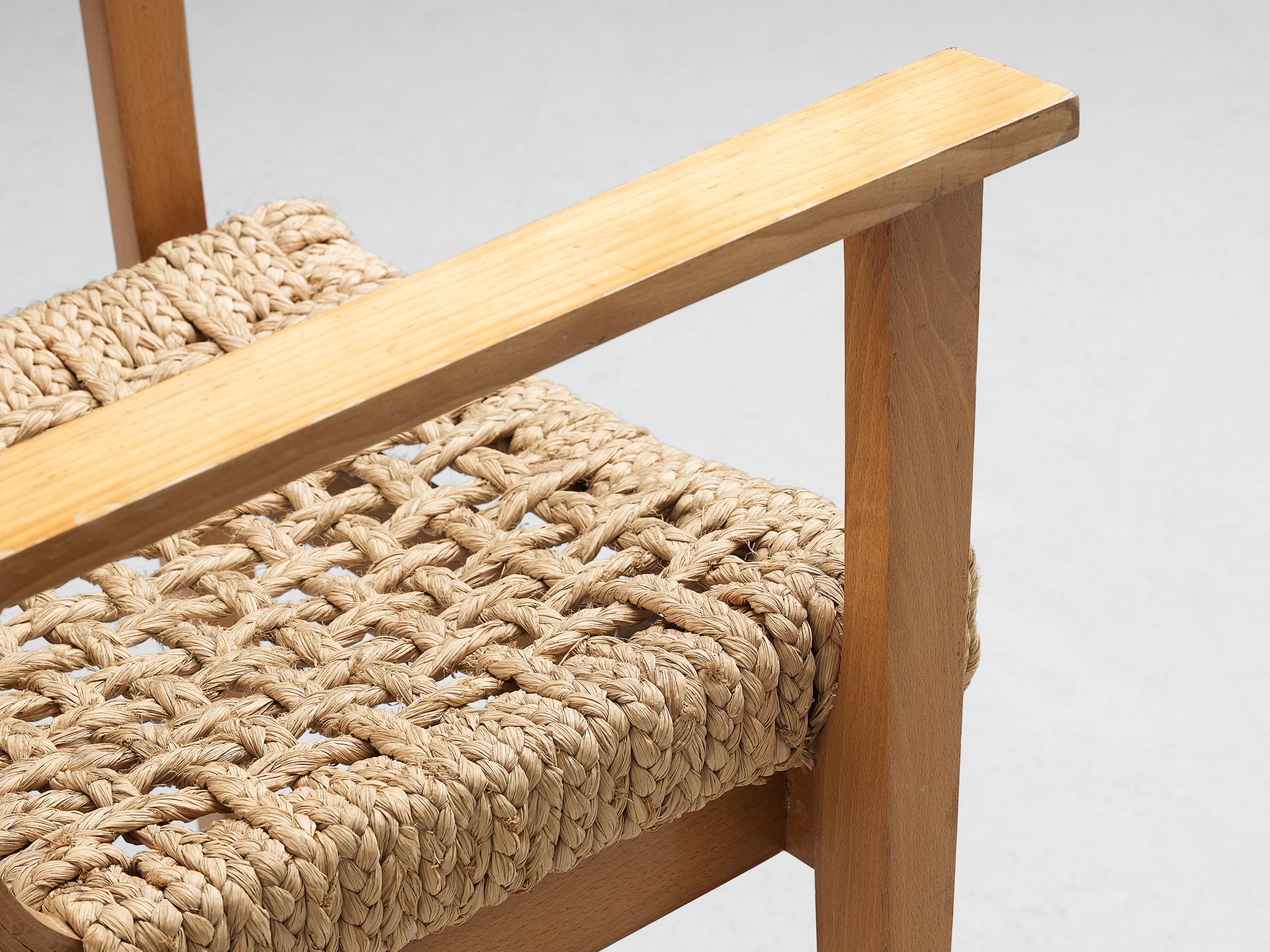 Audoux & Minet for Vido Pair of Armchairs in Braided Hemp 2