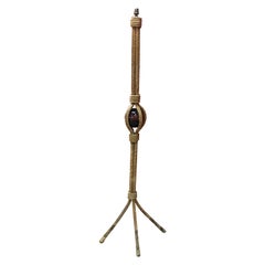Retro Audoux Minet Four-Legged Rope and Glass Floor Lamp, France, 1960s