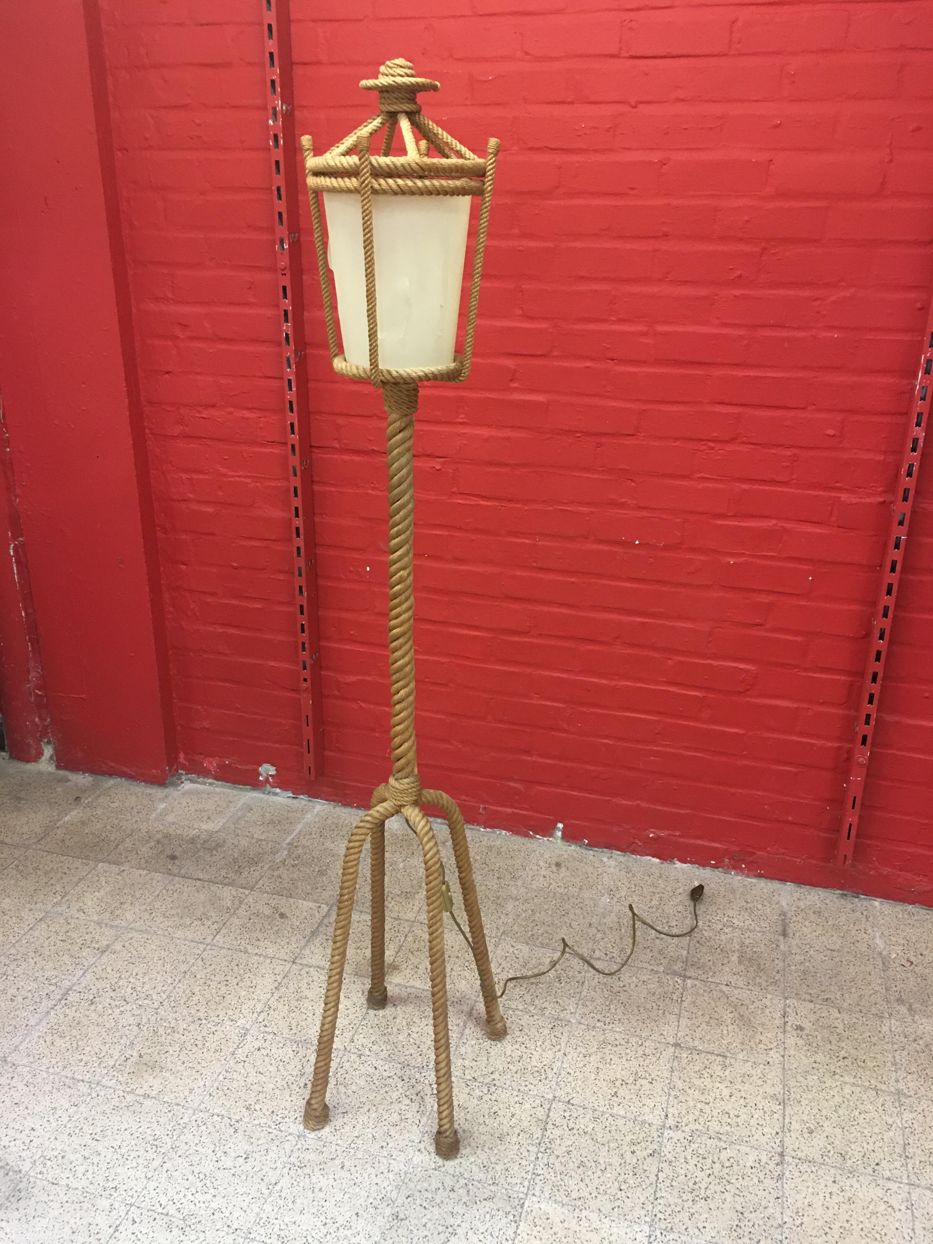Audoux Minet Four-Legged Rope Floor Lamp, France, 1960s For Sale 2