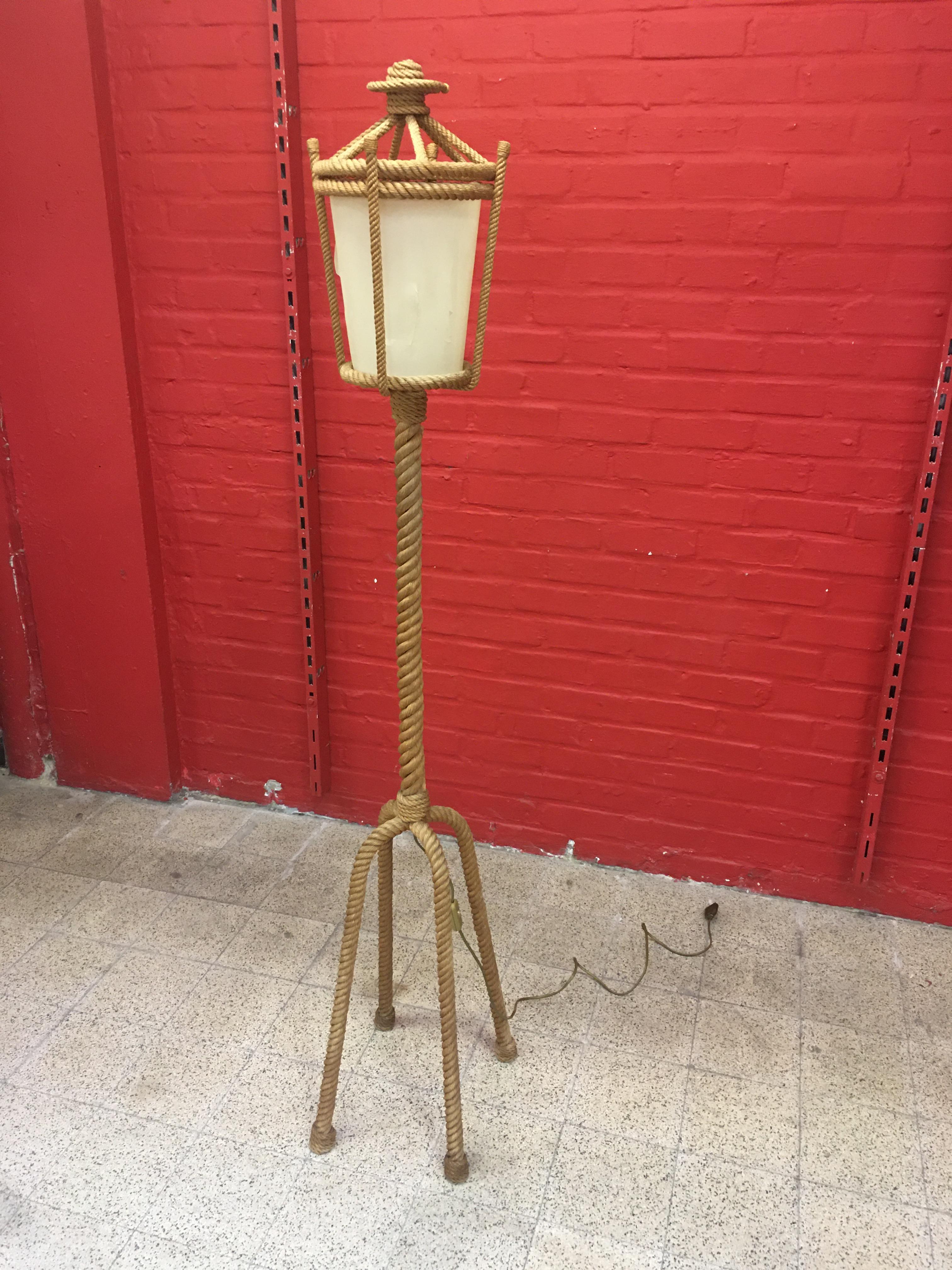 Audoux Minet Four-Legged Rope Floor Lamp, France, 1960s 2