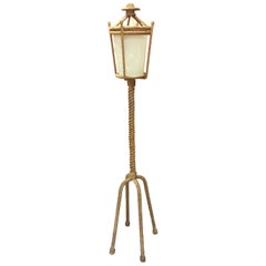 Audoux Minet Four-Legged Rope Floor Lamp, France, 1960s