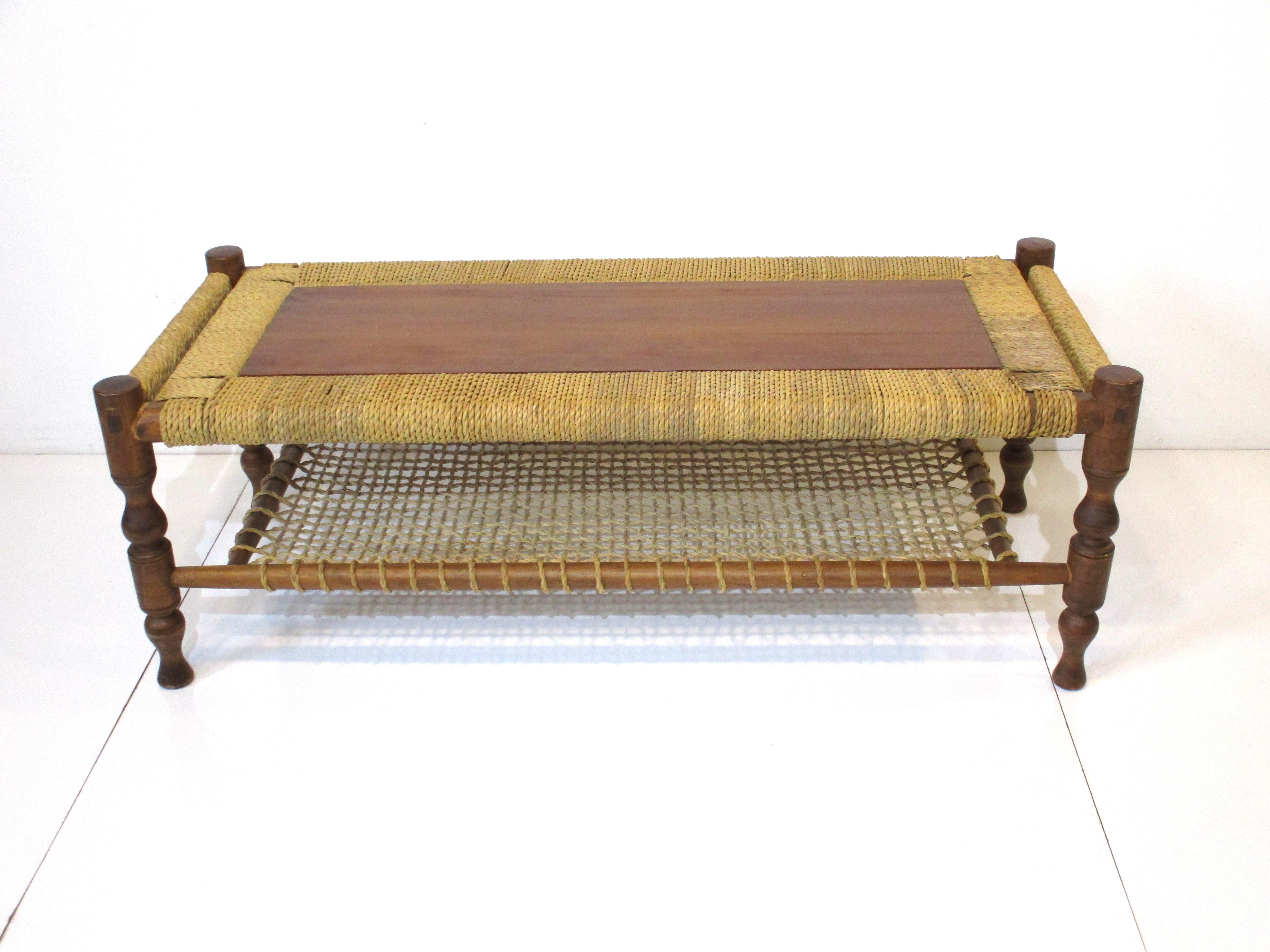 Audoux Minet French Mid Century Rope Coffee Table 8