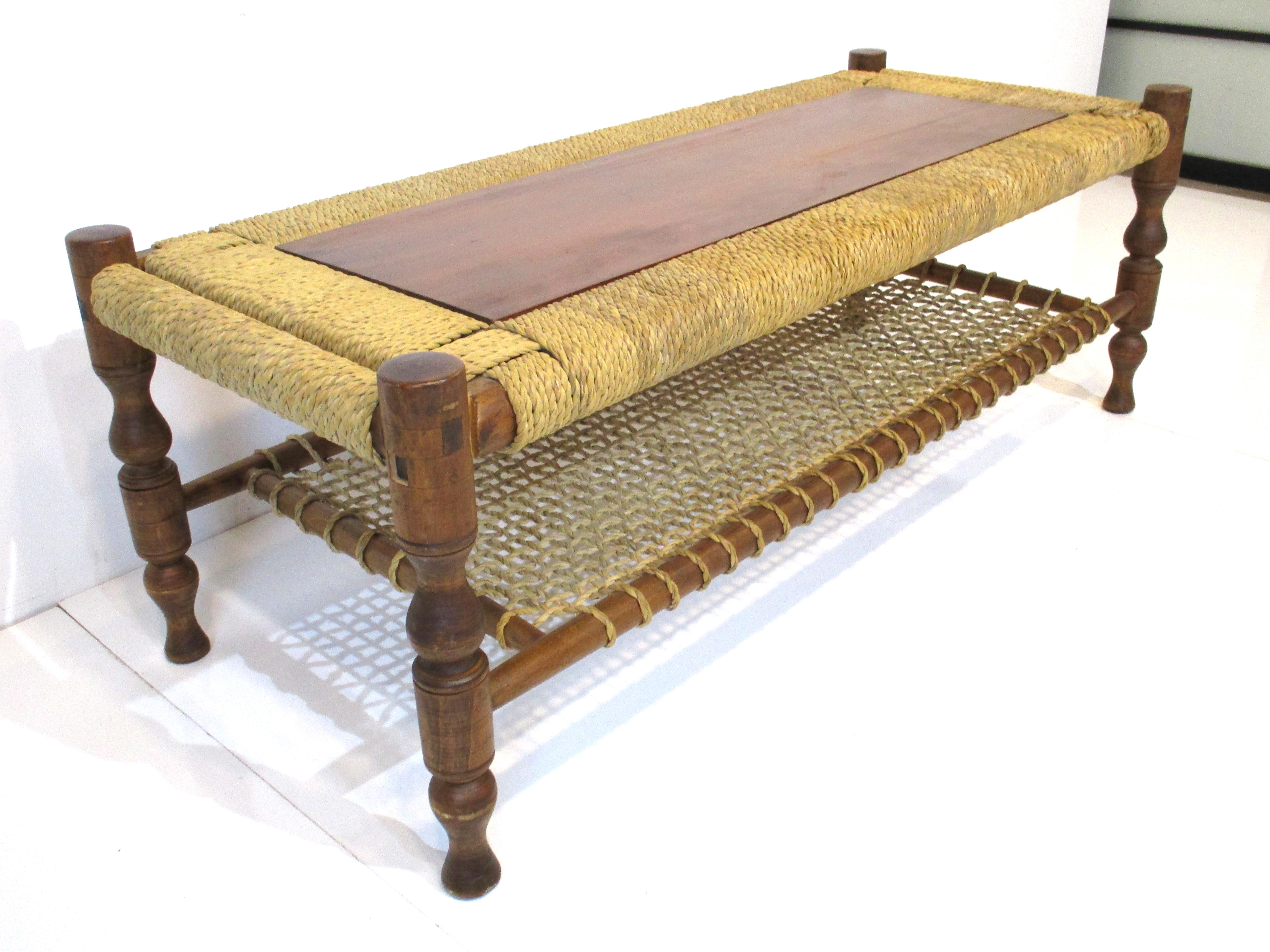 Audoux Minet French Mid Century Rope Coffee Table 1