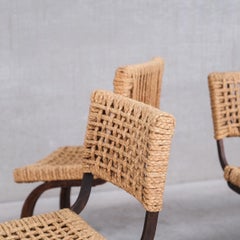 Audoux-Minet French Mid-Century Rope Desk or Dining Chairs 'Up to 3 Available' (jusqu'à 3 disponibles)