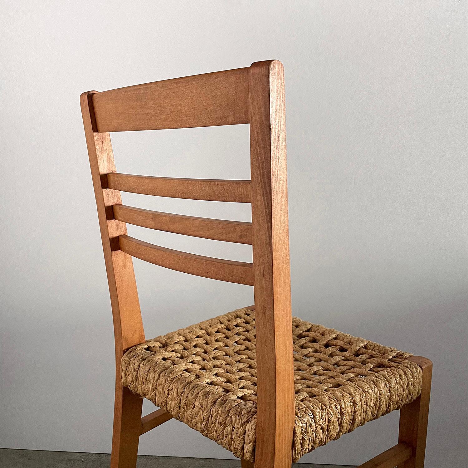 Audoux Minet French Oak & Rope Side Chair  For Sale 6