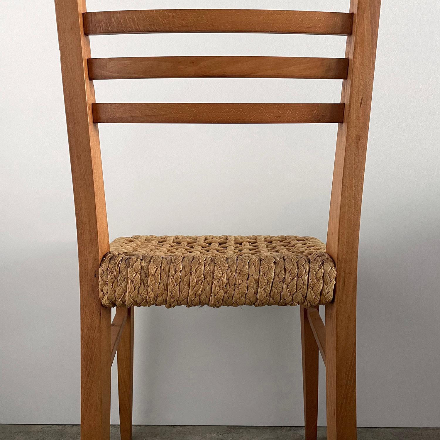 Audoux Minet French Oak & Rope Side Chair  For Sale 7