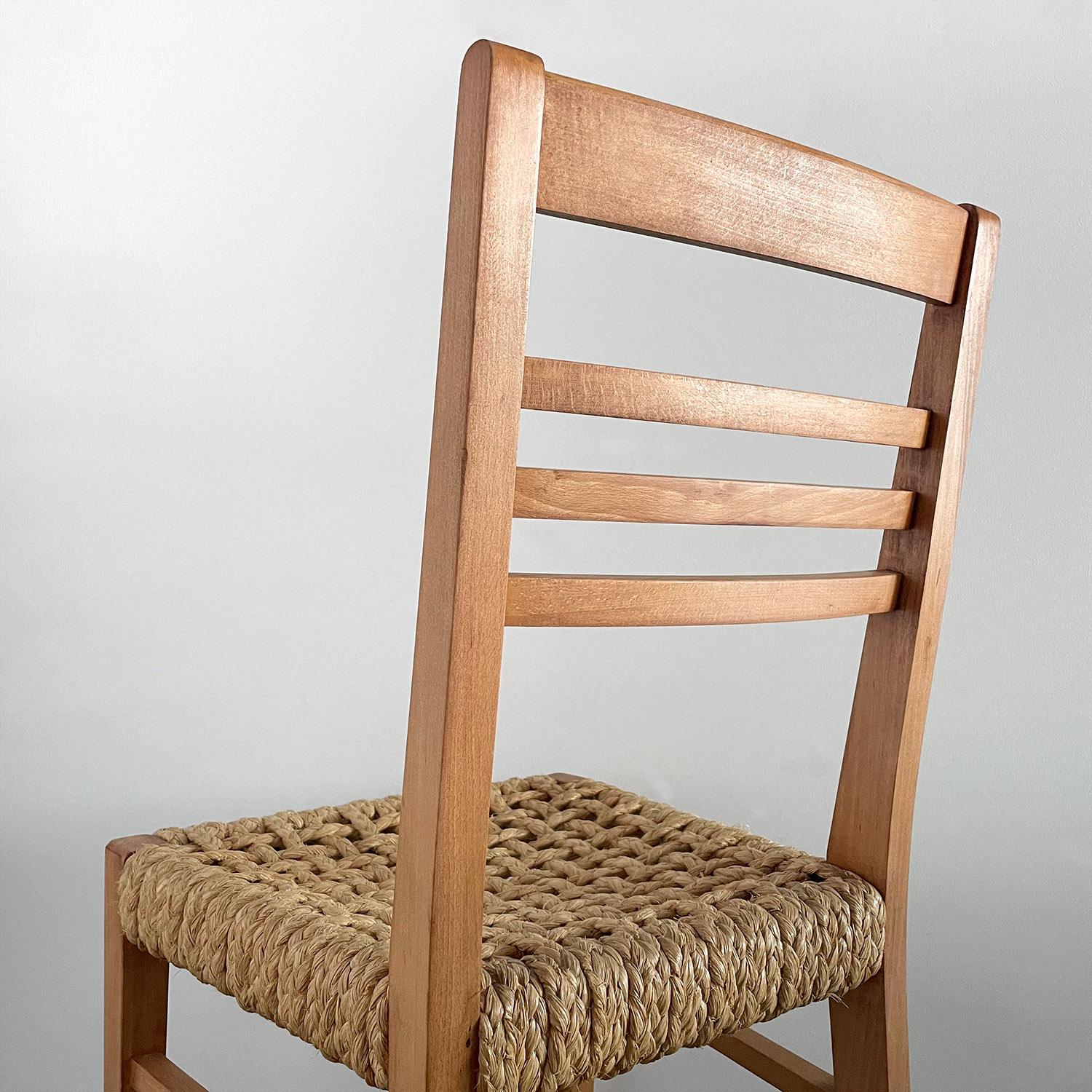 Audoux Minet French Oak & Rope Side Chair  For Sale 9
