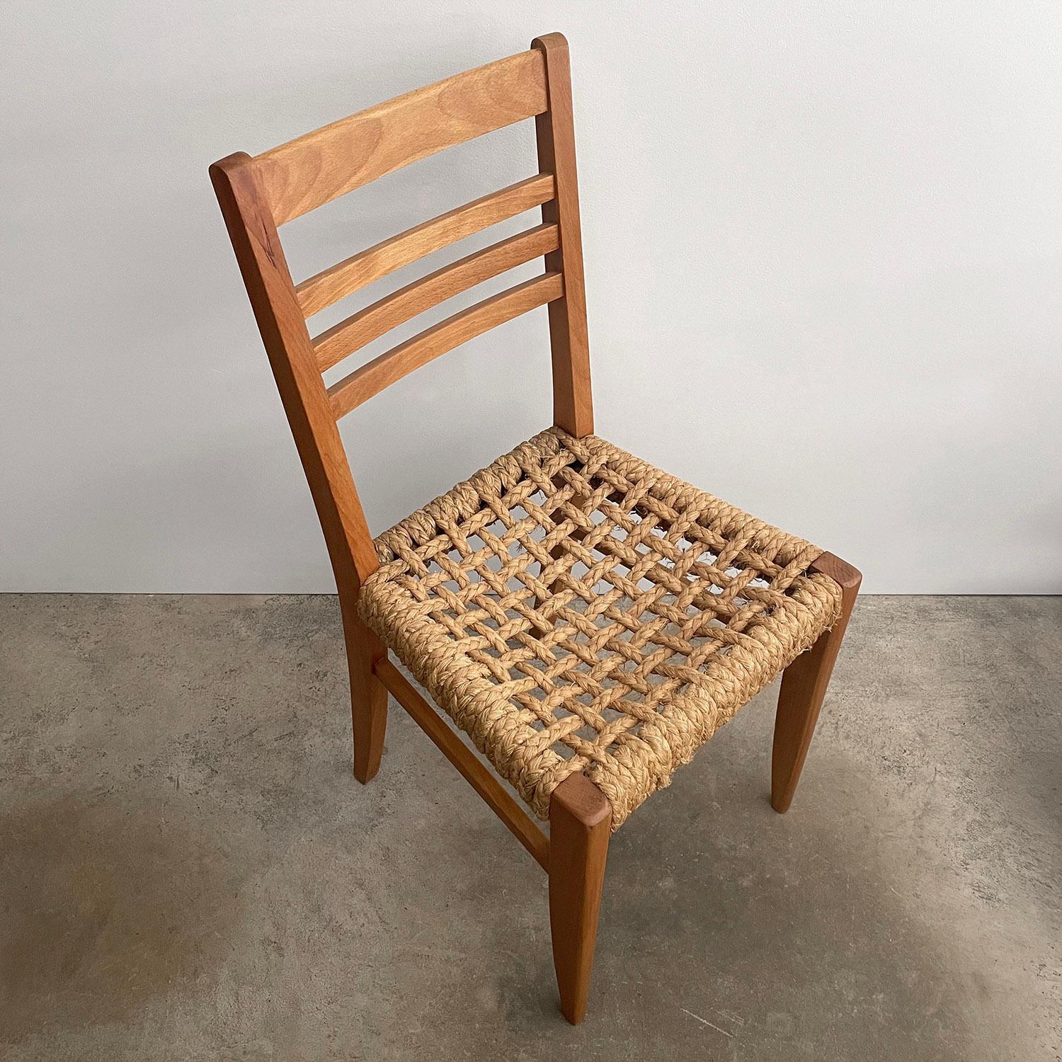  Audoux Minet French Oak & Rope Side Chair  For Sale 10