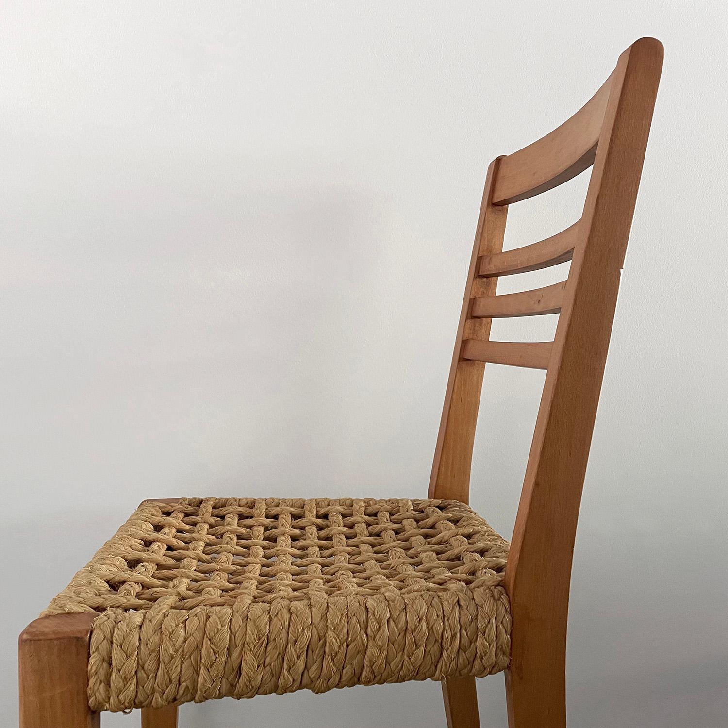 Audoux Minet French Oak & Rope Side Chair  For Sale 11