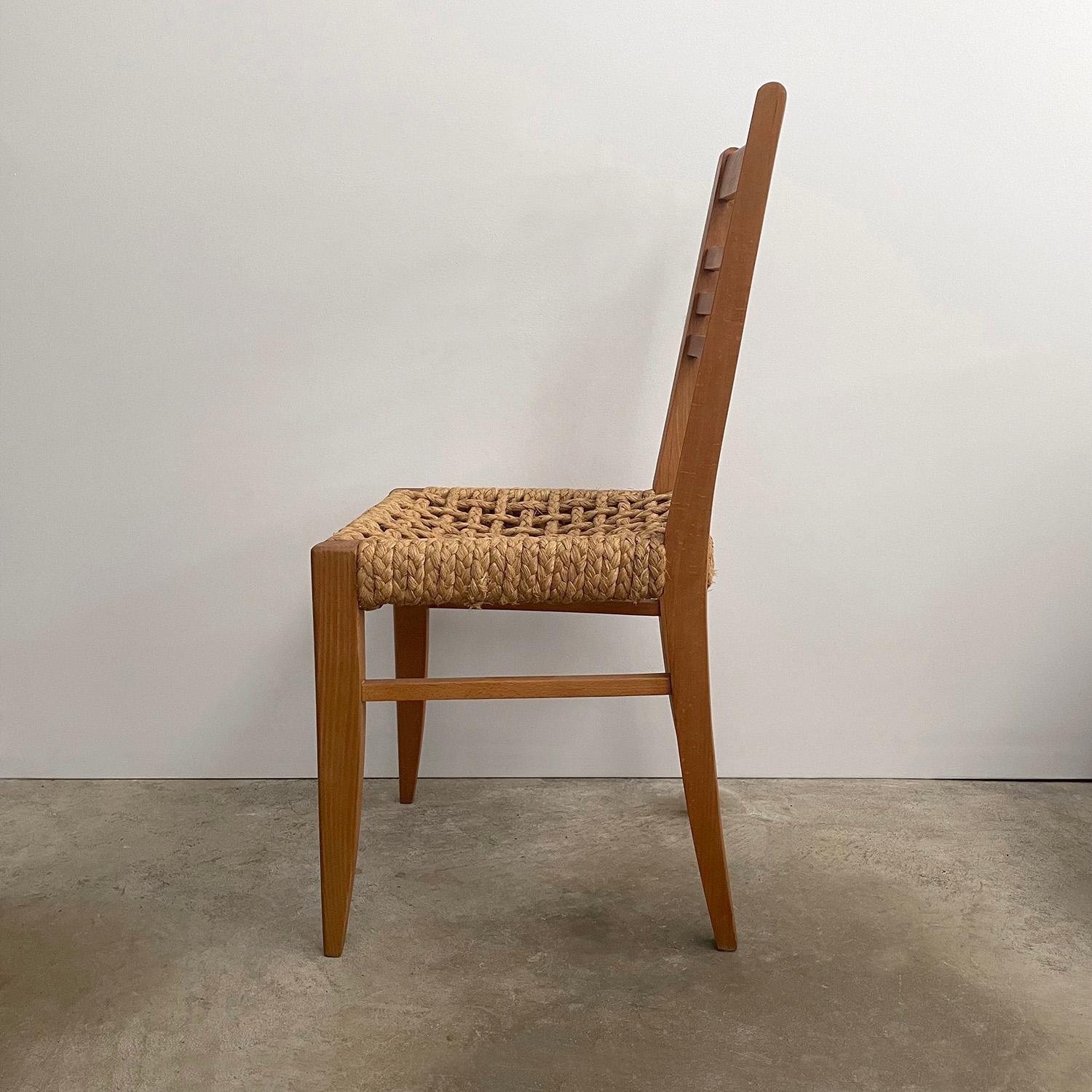  Audoux Minet Französisch Oak & Rope Side Chair  (Seil) im Angebot
