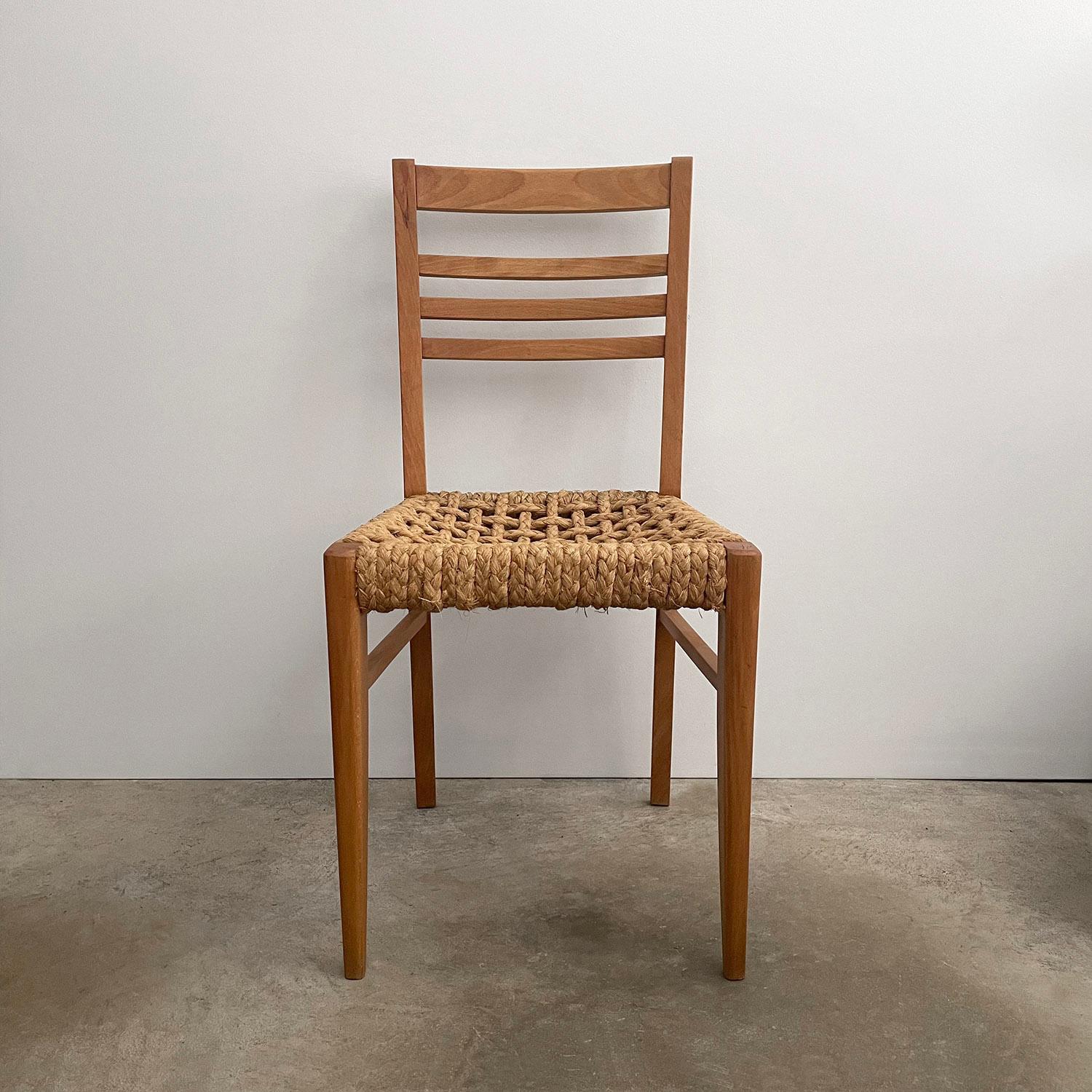  Audoux Minet French Oak & Rope Side Chair  For Sale 2