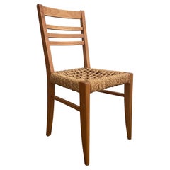 Sedia laterale Audoux Minet in Oak francese e corda