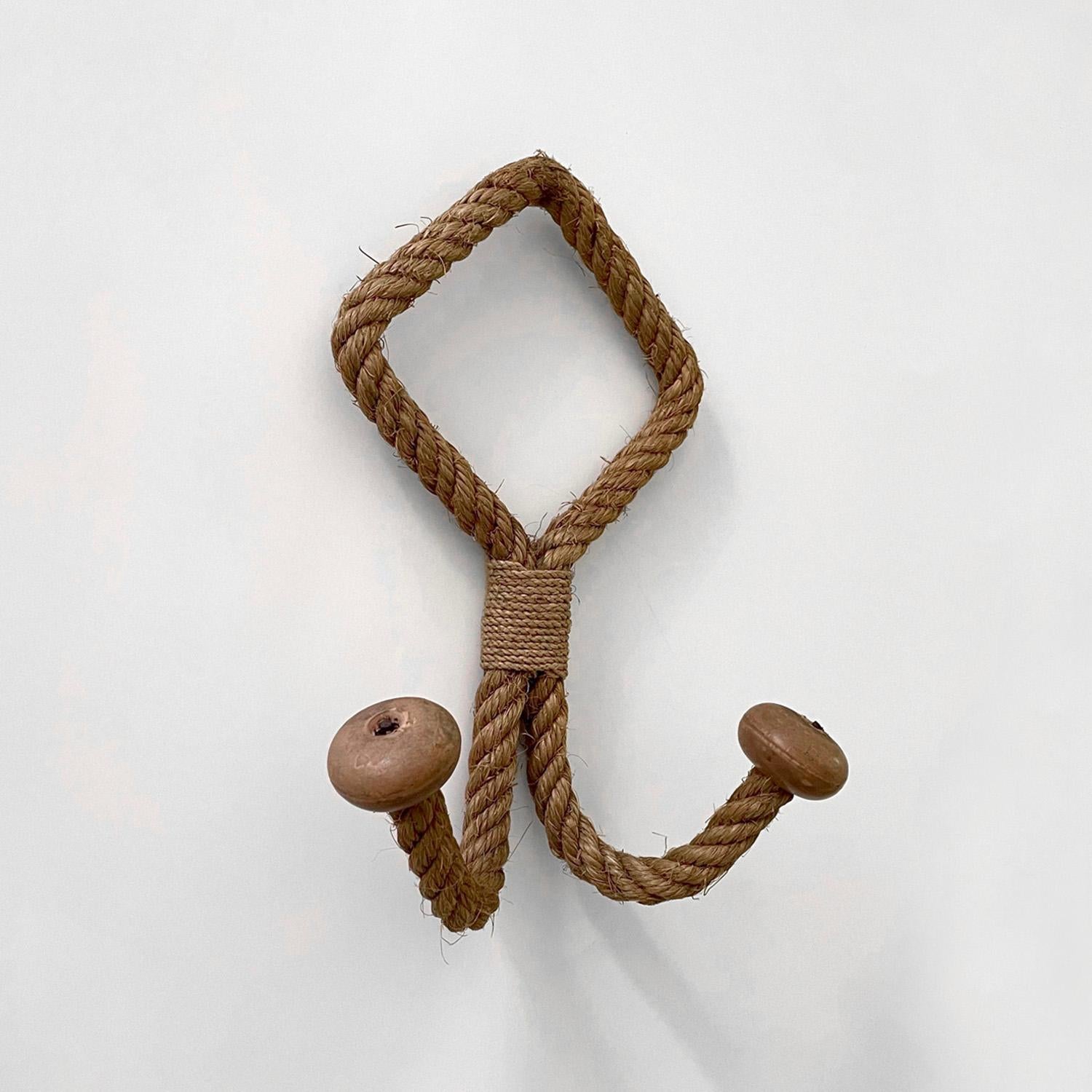 Audoux Minet French Rope Double Hook Coat Rack In Good Condition For Sale In Los Angeles, CA