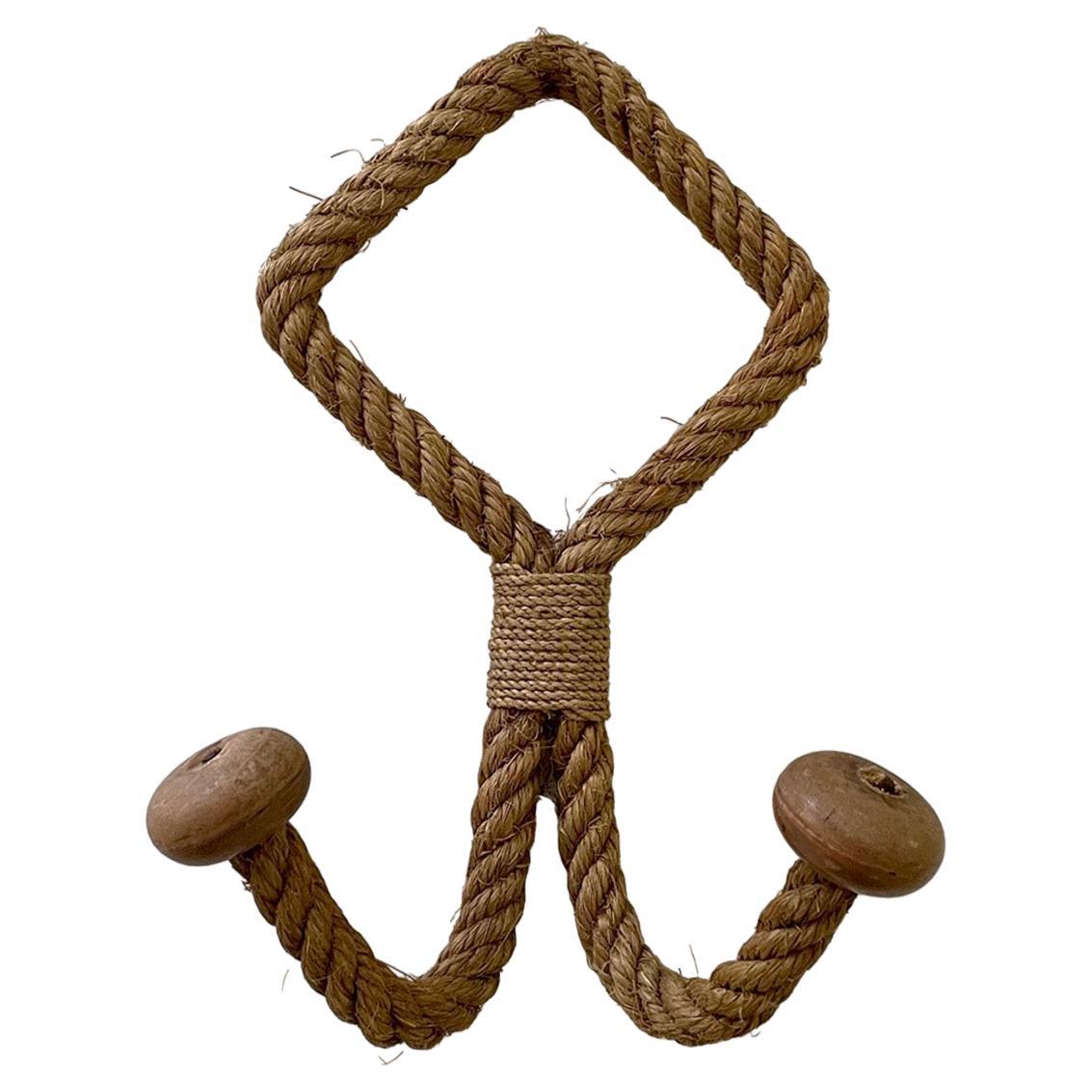 Audoux Minet French Rope Double Hook Coat Rack For Sale