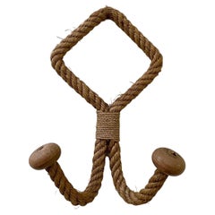 Vintage Audoux Minet French Rope Double Hook Coat Rack