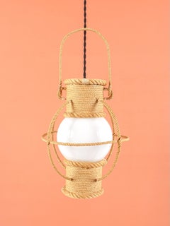 Audoux & Minet - Lantern, rope & opaline glass XXth century