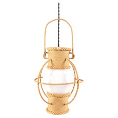 Audoux & Minet - Lantern, rope & opaline glass XXth century