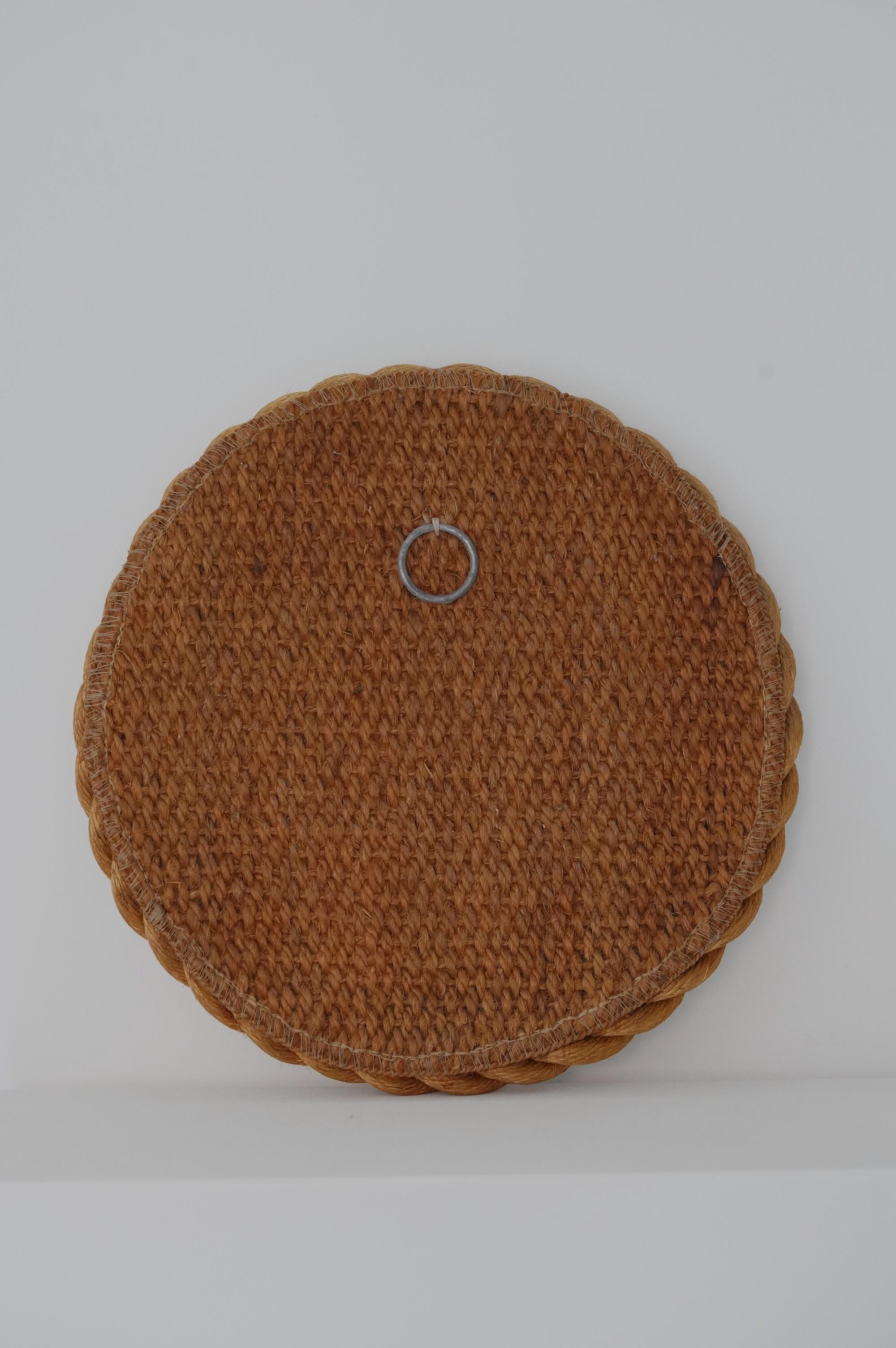 Audoux & Minet Large Round rope Mirror, France 1950s 2