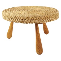 Audoux Minet Midcentury Coffee or Side Table with Woven Rush Top