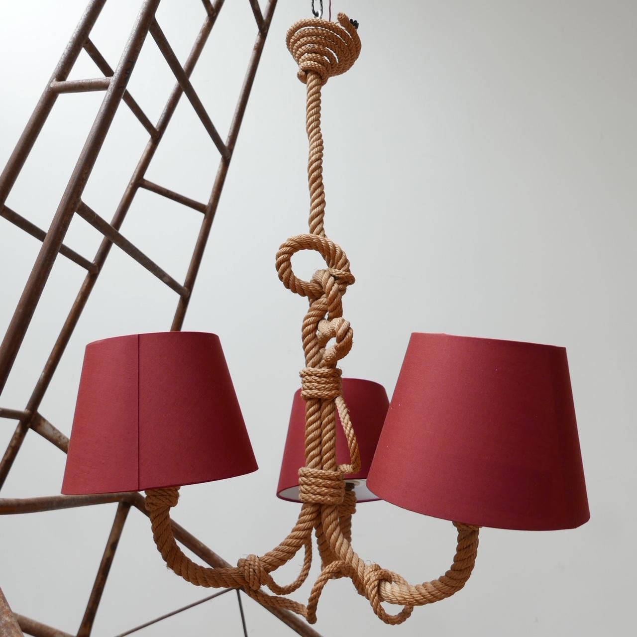 Audoux-Minet Mid-Century French Rope Chandelier 5