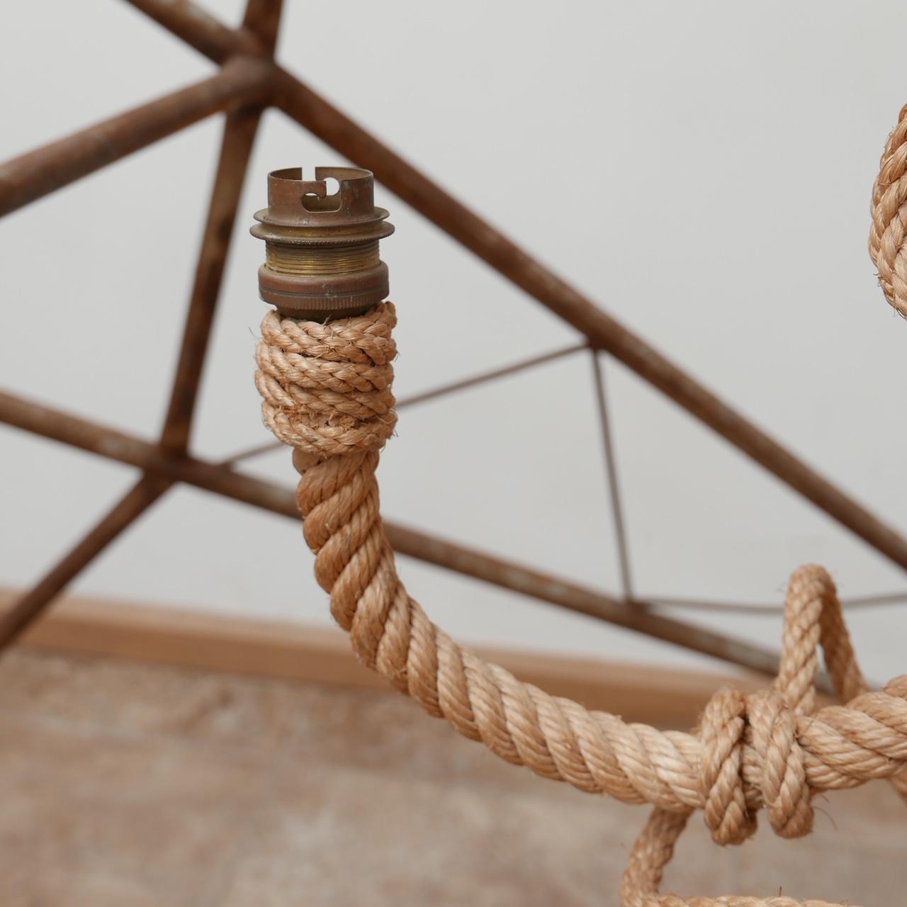 Audoux-Minet Mid-Century French Rope Chandelier 1