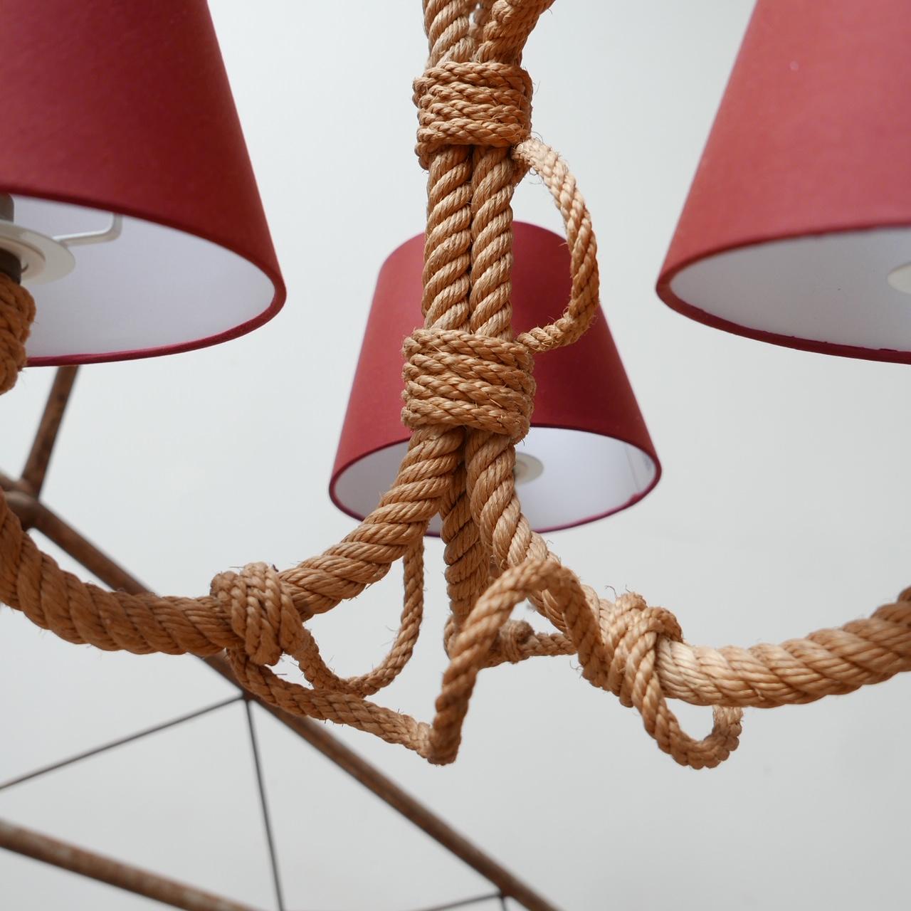 Audoux-Minet Mid-Century French Rope Chandelier 4