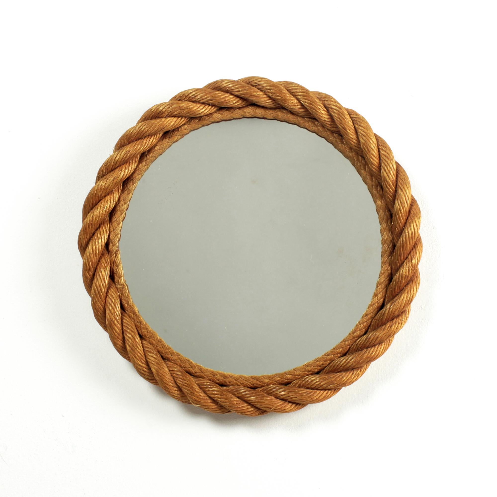 Mid-Century Modern Audoux-Minet Midcentury Rope Wall Mirror France 1960's For Sale