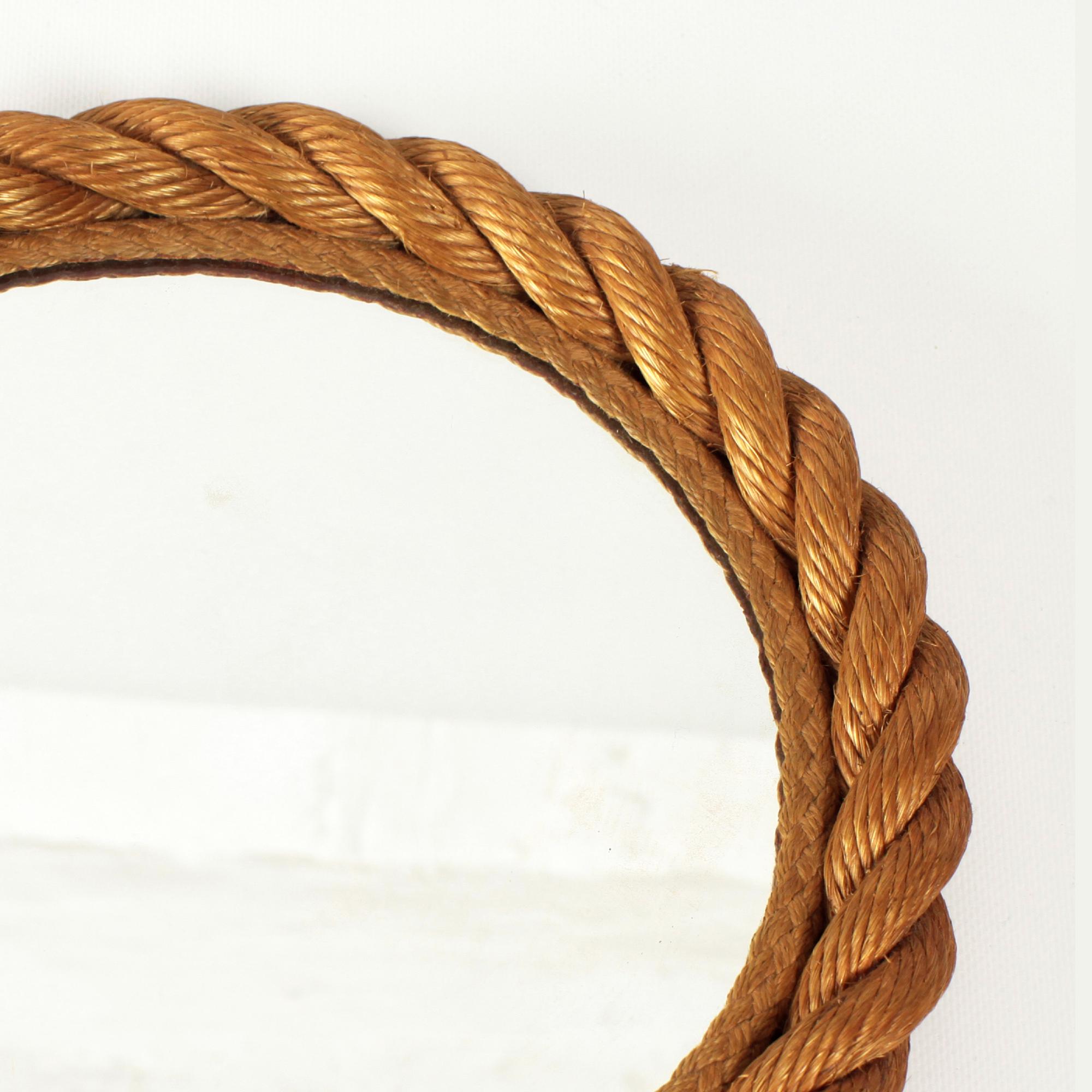 French Audoux-Minet Midcentury Rope Wall Mirror France 1960's For Sale