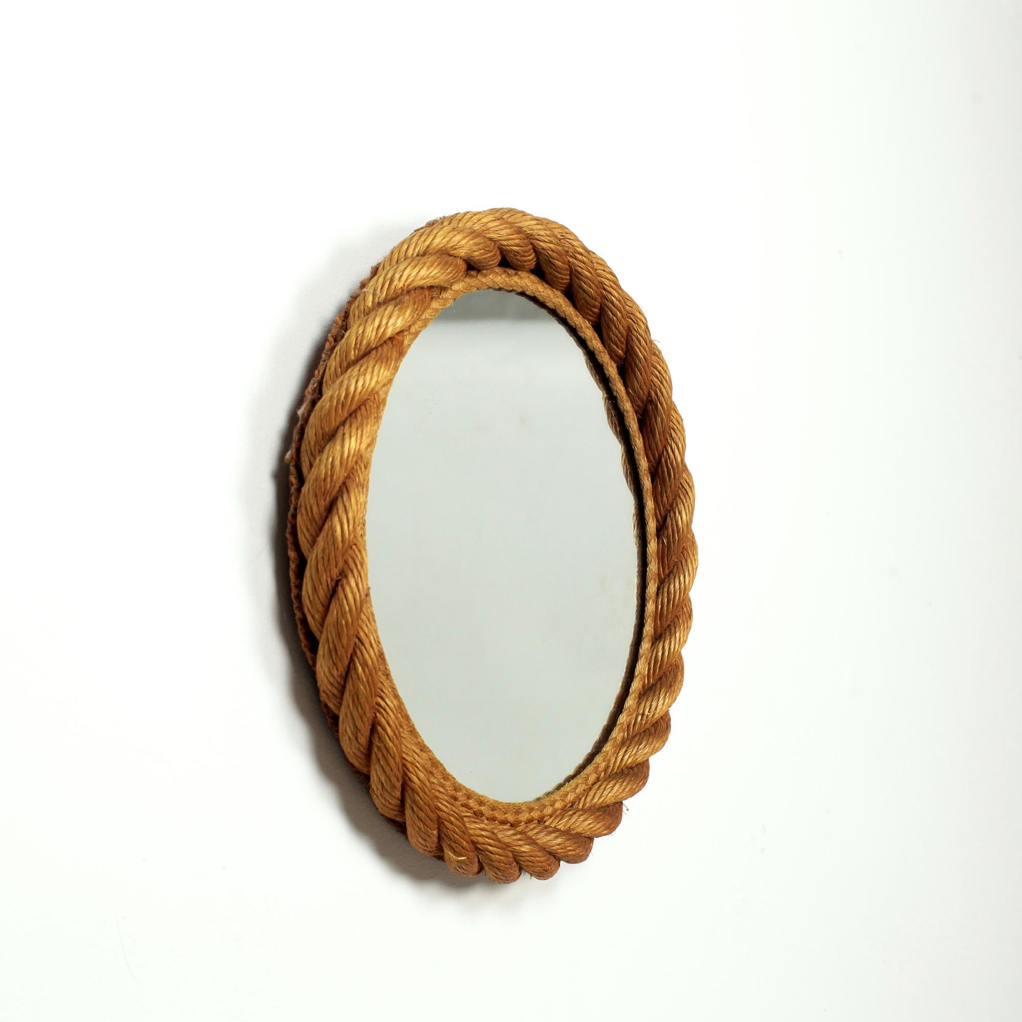 Audoux-Minet Midcentury Rope Wall Mirror France 1960's For Sale 1
