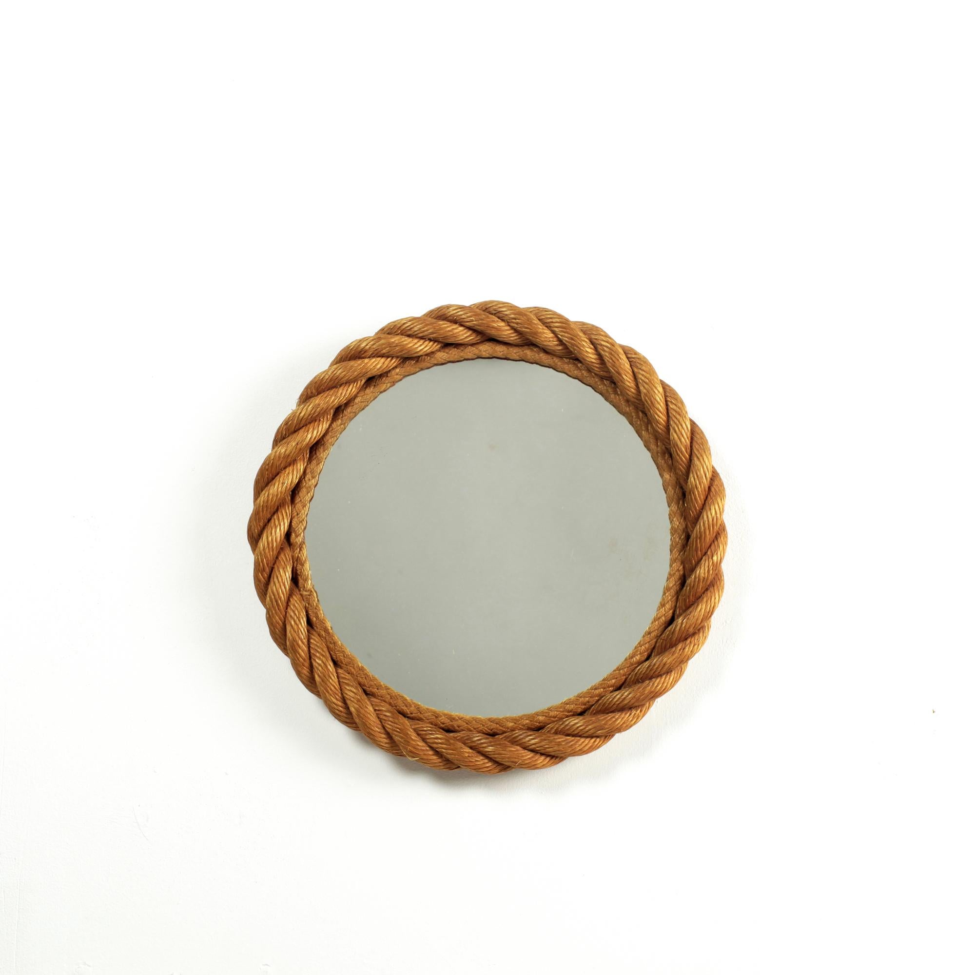 Audoux-Minet Midcentury Rope Wall Mirror France 1960's For Sale 2