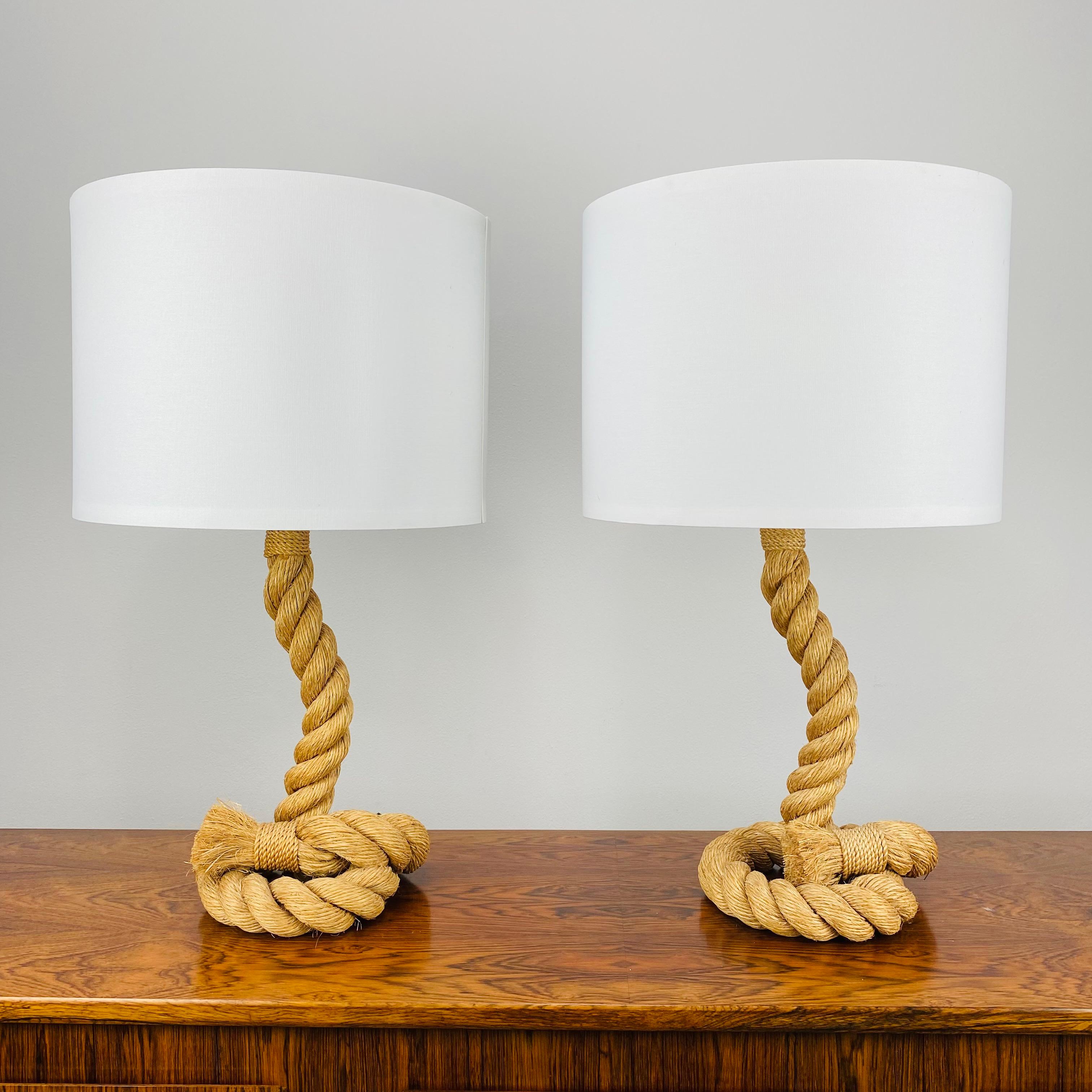 Mid-Century Modern Audoux Minet pair of cord lamps  For Sale