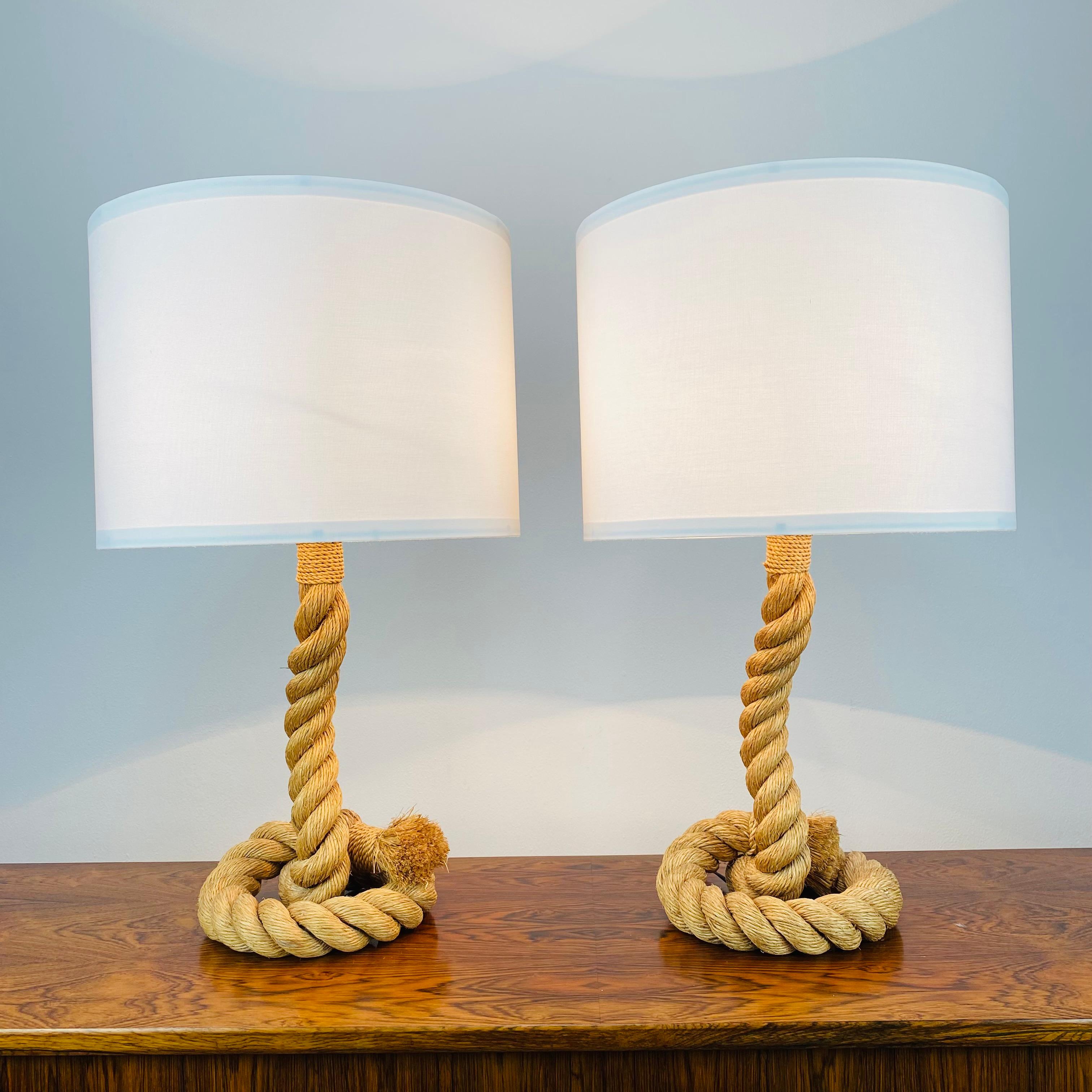 Audoux Minet pair of cord lamps  In Excellent Condition For Sale In BELFORT, FR